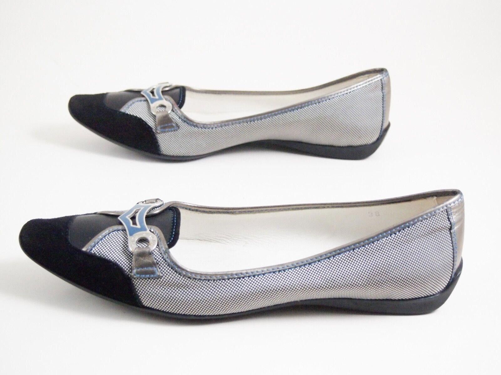 Tod's Tod's Moccasin Flats Black Suede Gray Canvas EU 38 US 8 Size US 8 / IT 38 - 2 Thumbnail