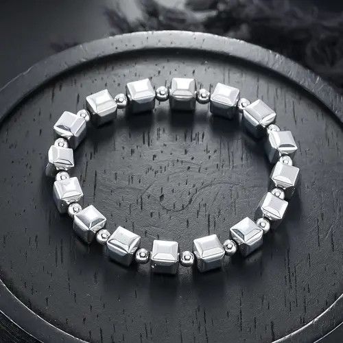 Jewelry Iridescent Cube Beaded Stretch Bracelet, Colorful Jewelry Size ONE SIZE - 5 Thumbnail