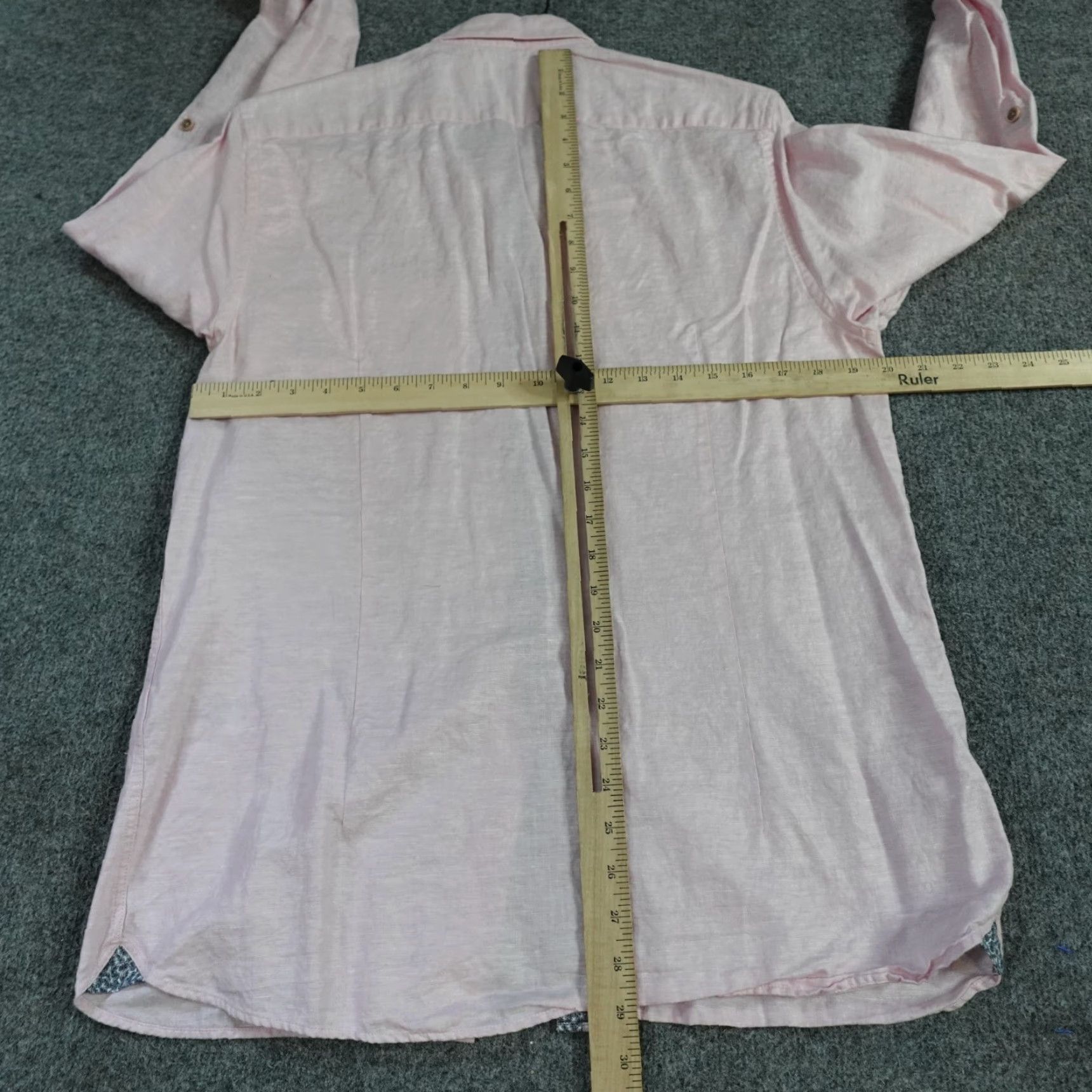 Ted Baker Ted Baker Shirt Large Pink Solid Linen Cotton Button-Up Long Sleeve Collared Regular Men Size US L / EU 52-54 / 3 - 6 Thumbnail