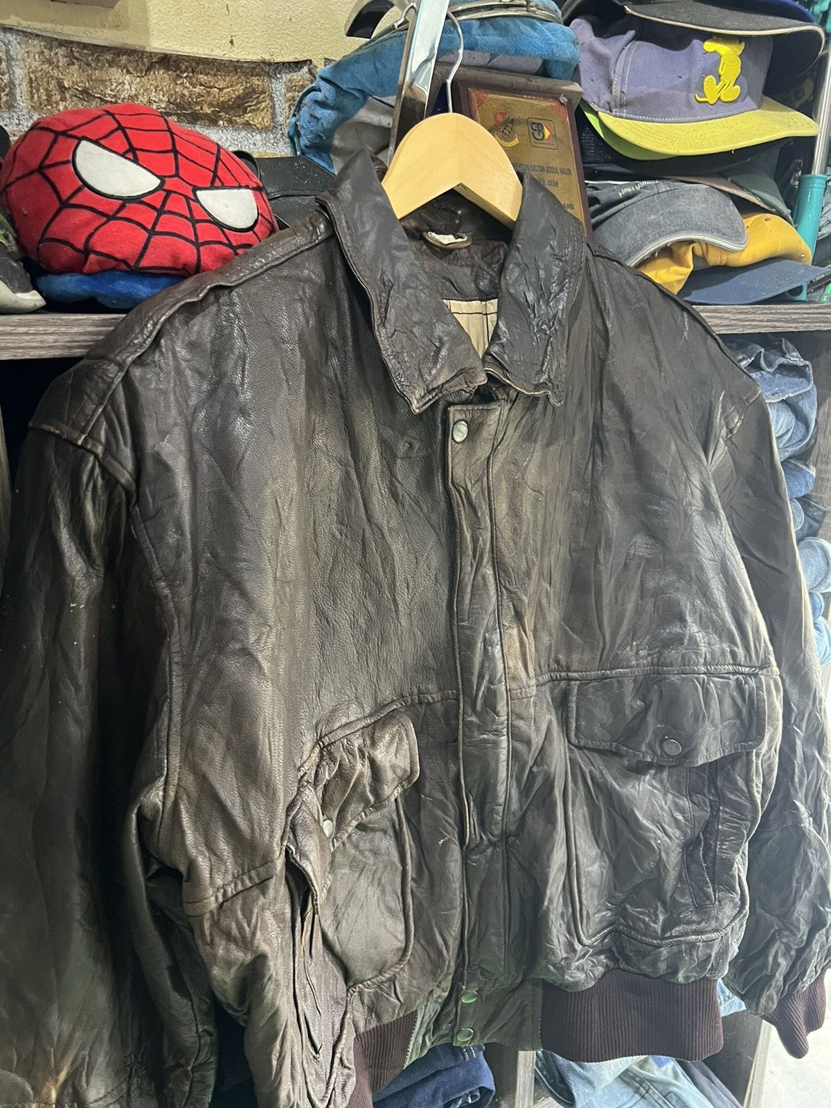 Genuine Leather 🔥Vintage Unknown Brand Real Leather Jacket Size US XL / EU 56 / 4 - 10 Thumbnail
