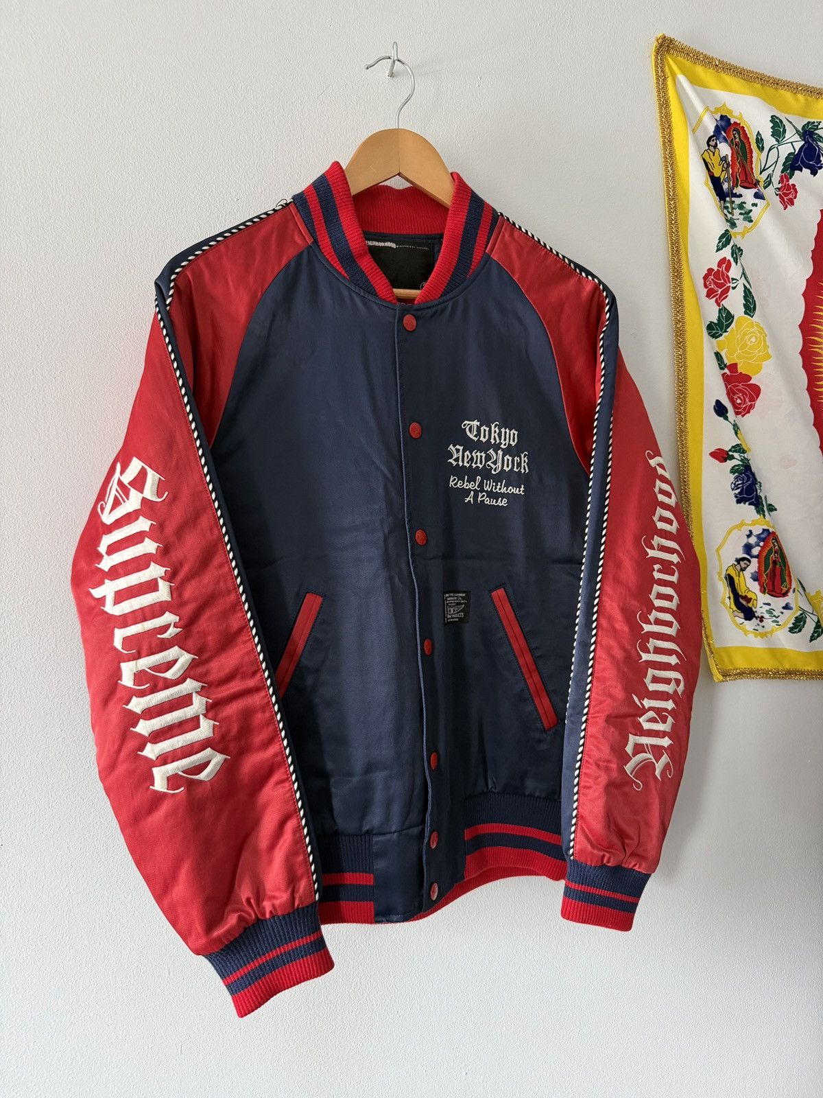 Supreme x Neighborhood Satin Baseball Jacket Medium