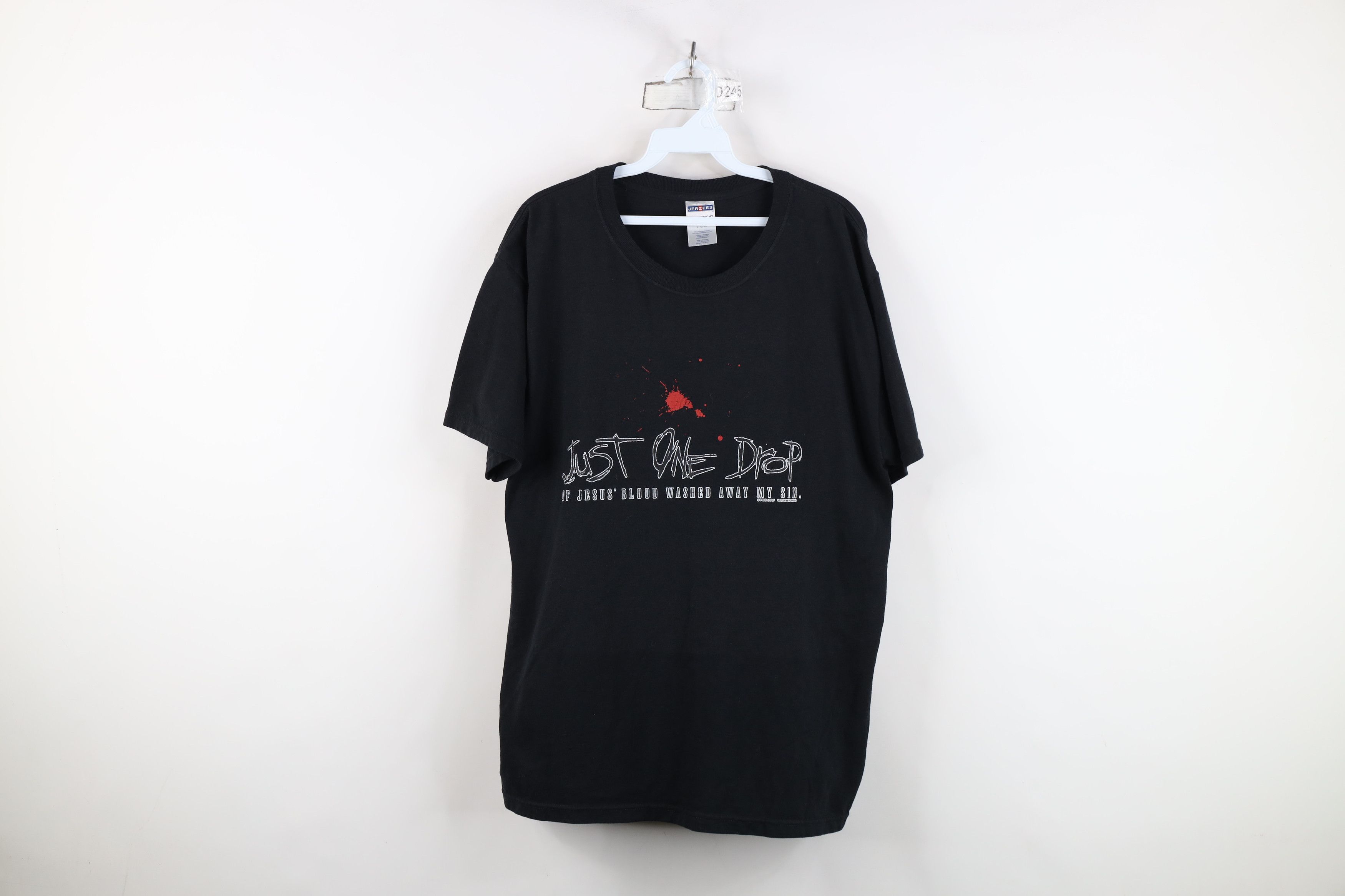Vintage Vintage Christian One Drop of Jesus Blood Washed Sin T-Shirt Size US L / EU 52-54 / 3 - 1 Thumbnail