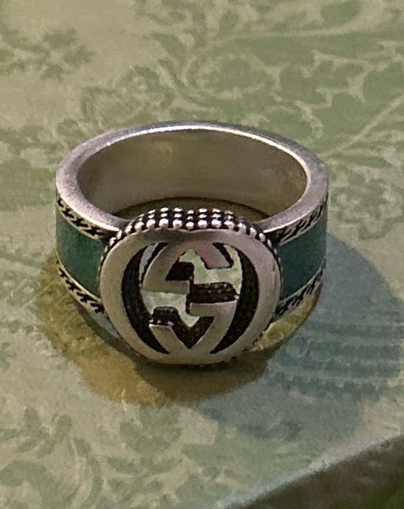 Gucci Gucci Interlocking G Turquoise Enamel Ring 14mm AG925 Size ONE SIZE - 3 Thumbnail
