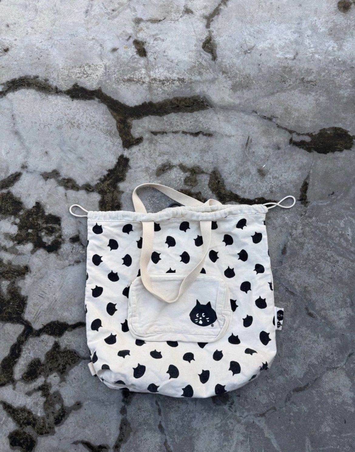 Ne-Net by Issey Miyake Cats Drawstring Tote Bag