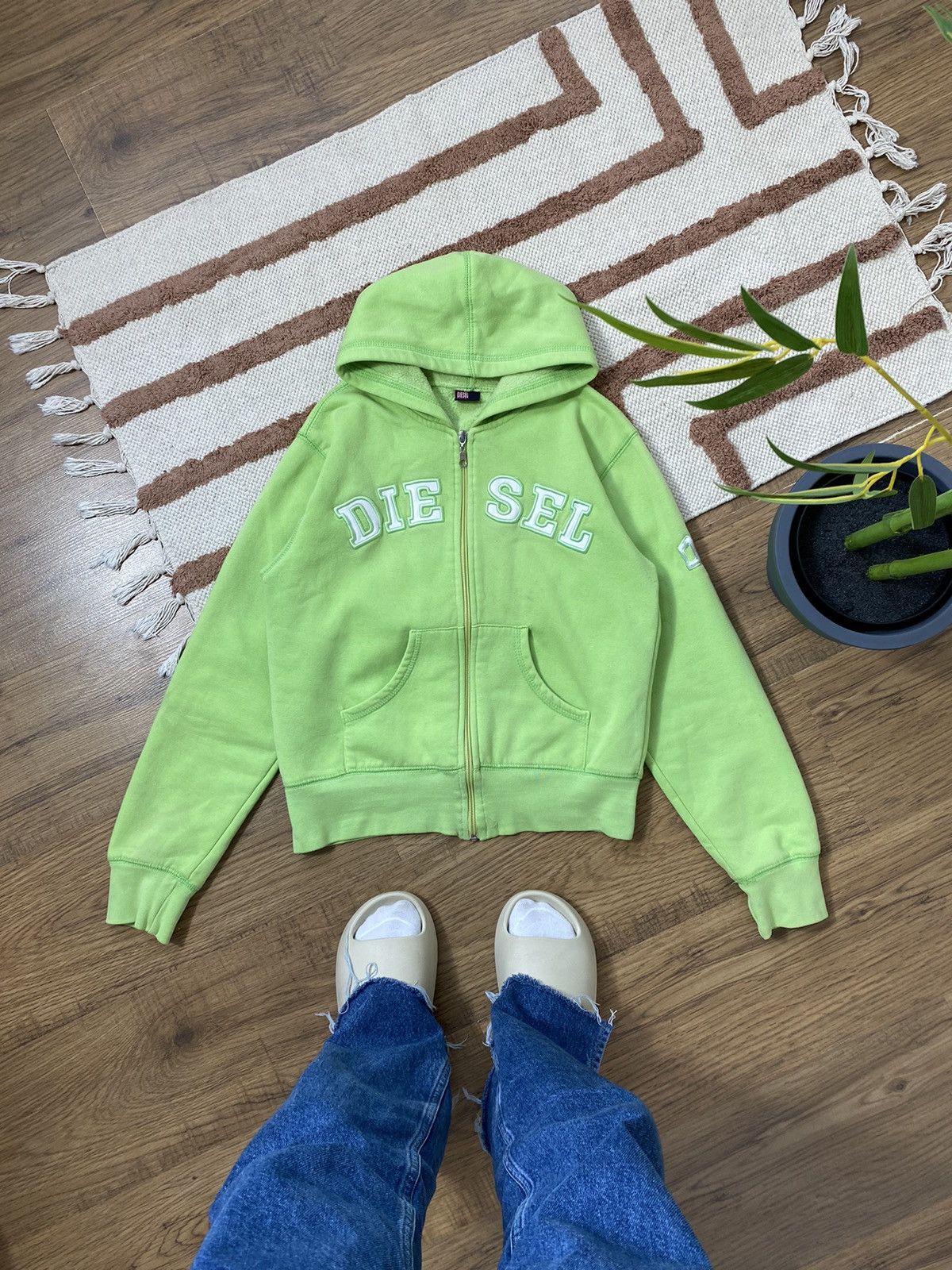 Diesel VINTAGE DIESEL GREEN ZIP HOODIE Size S / US 4 / IT 40 - 4 Thumbnail