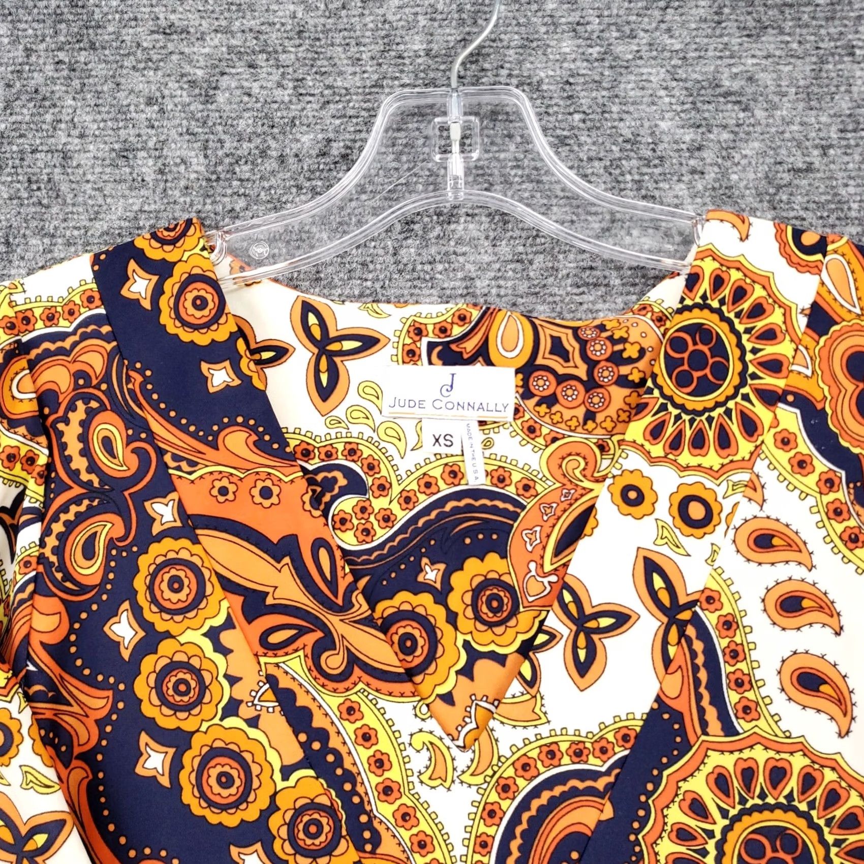 Vintage Jude Connally Womens XS Orange Paisley V-Neck Short Sleeve Top Casual Size XS / US 0-2 / IT 36-38 - 5 Thumbnail
