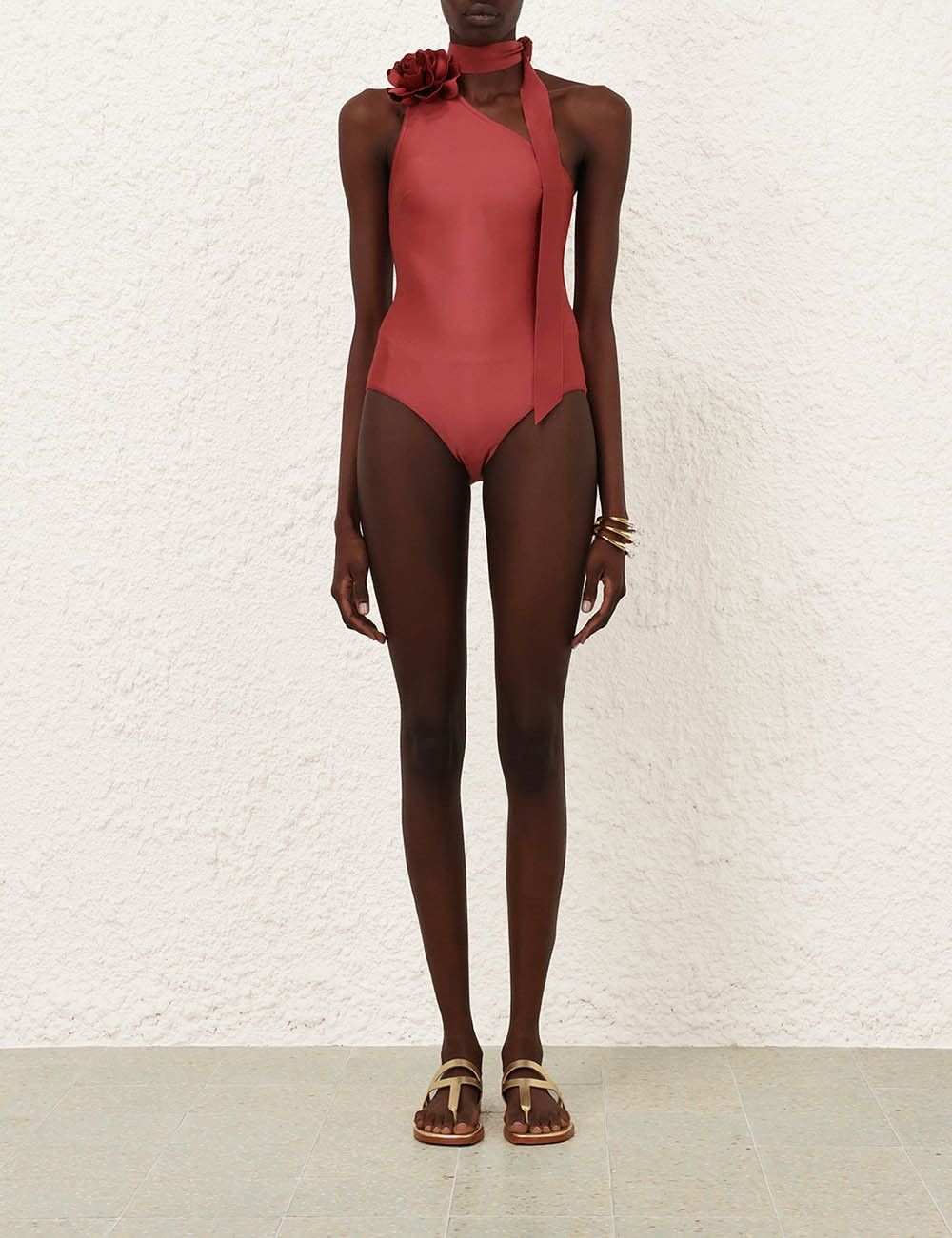 Zimmermann oc11z0525 Waverly One Shoulder Bodysuit in Red Size M / US 6-8 / IT 42-44 - 5 Thumbnail