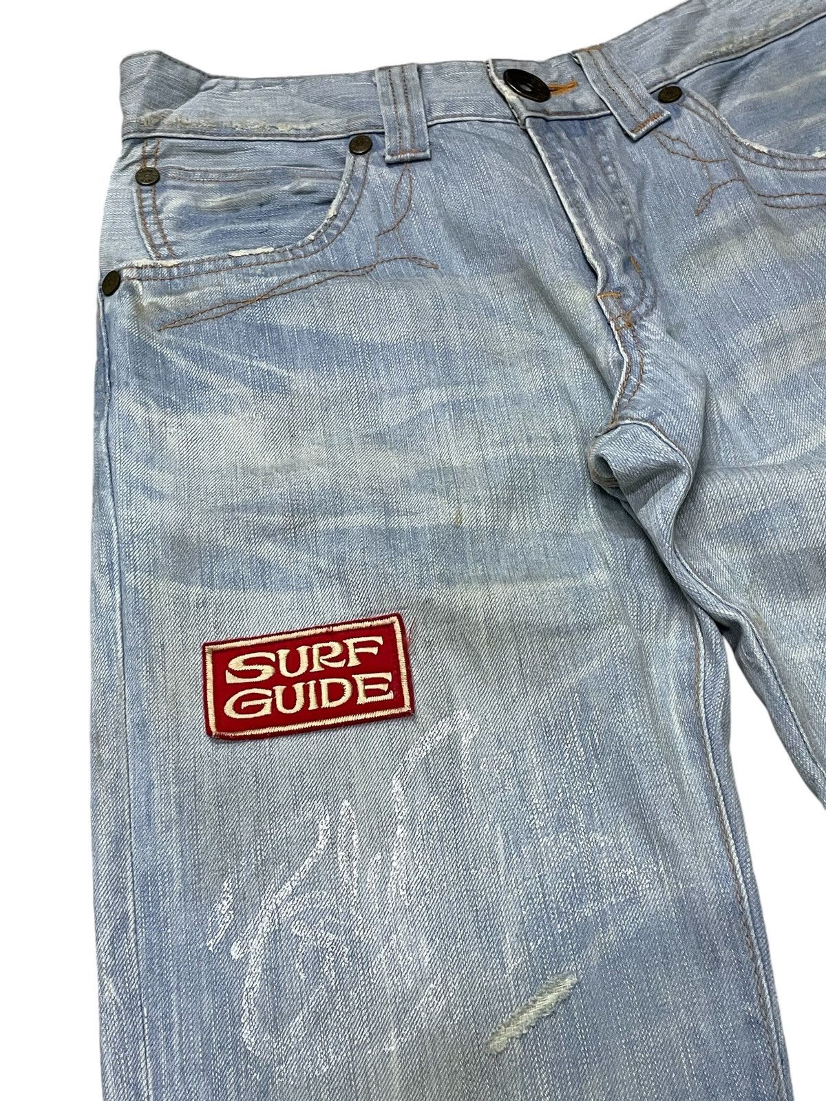 Edwin × Hysteric Glamour × Le Grande Bleu (L.G.B.) Edwin 503 Blue Trip Surf Edition Patched Flared Jeans Size US 30 / EU 46 - 10 Thumbnail