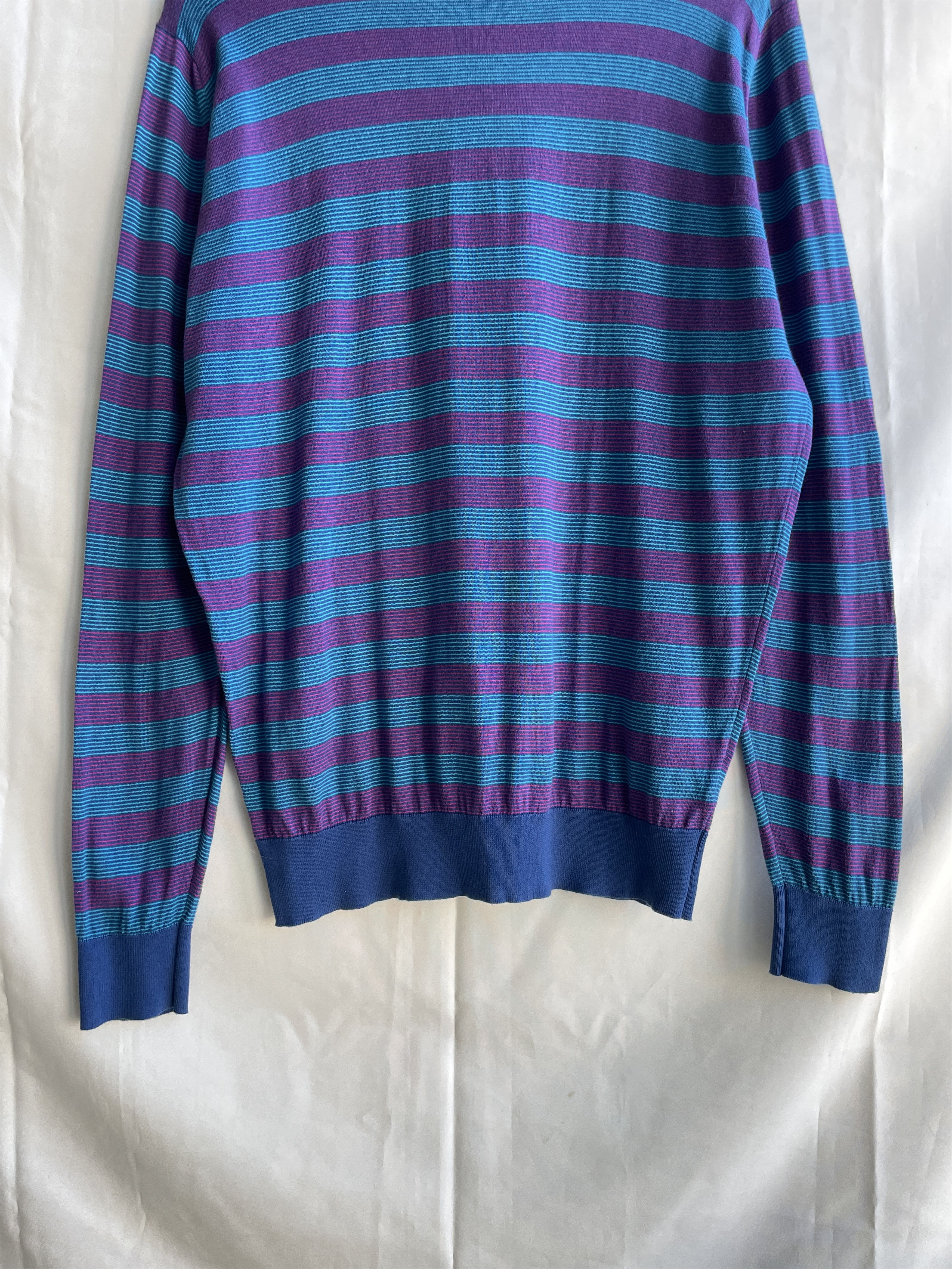 John Smedley John Smedley Striped Purple Blue Cotton Sweater Size M Size US M / EU 48-50 / 2 - 4 Thumbnail