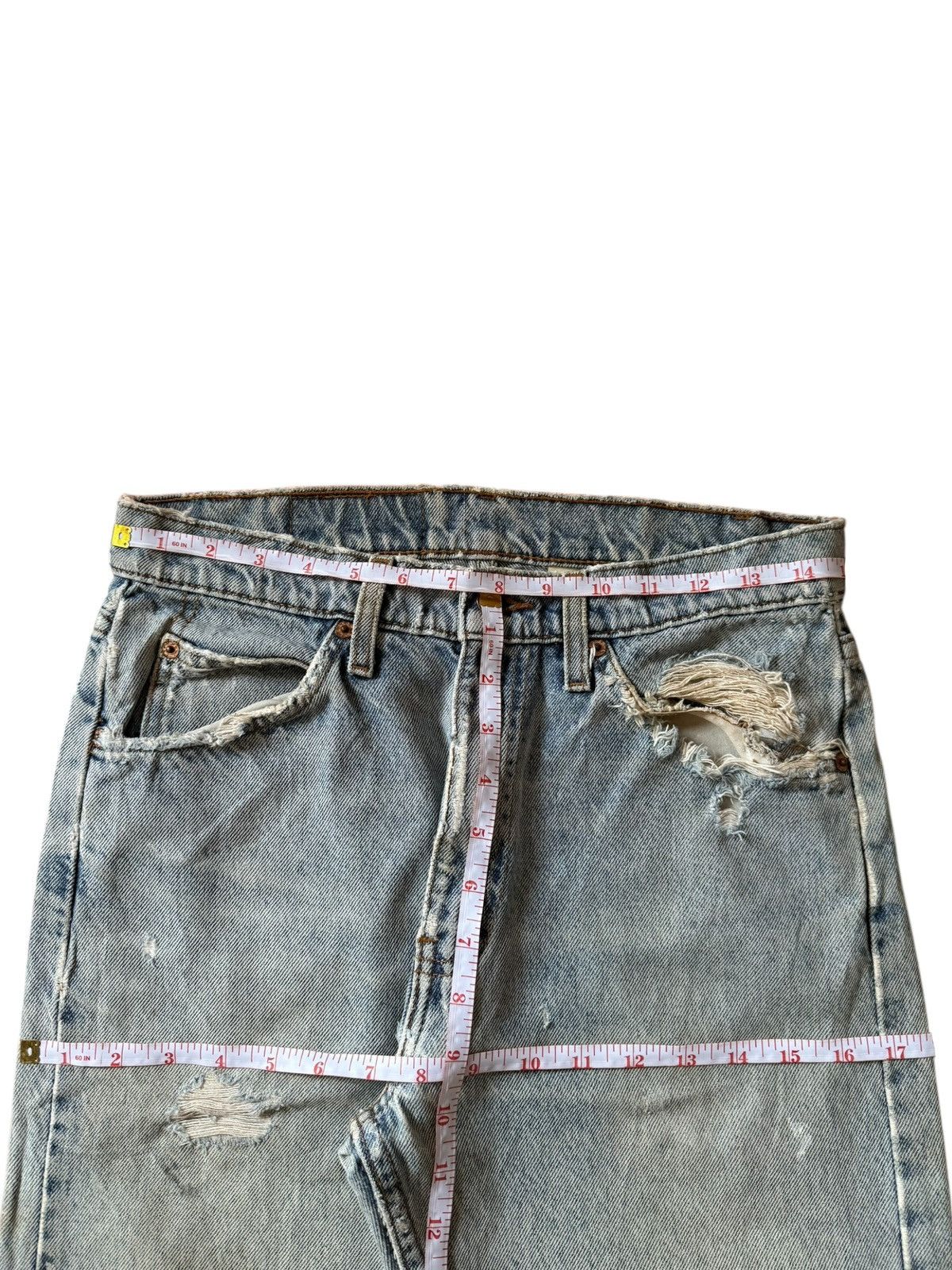 Levi's Vintage 90s Levis 505 Orange Tab Heavy Distressed Jeans Size US 29 - 6 Thumbnail
