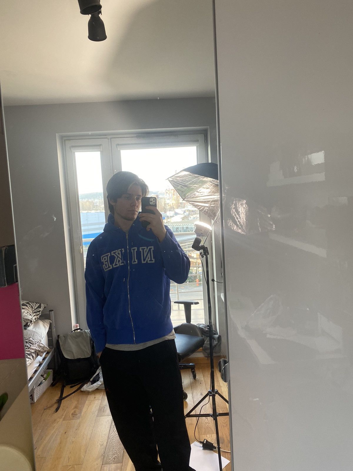 image of Nike Spell Out Amazing Y2K Zip Hoodie in Blue, Men's (Size Large)