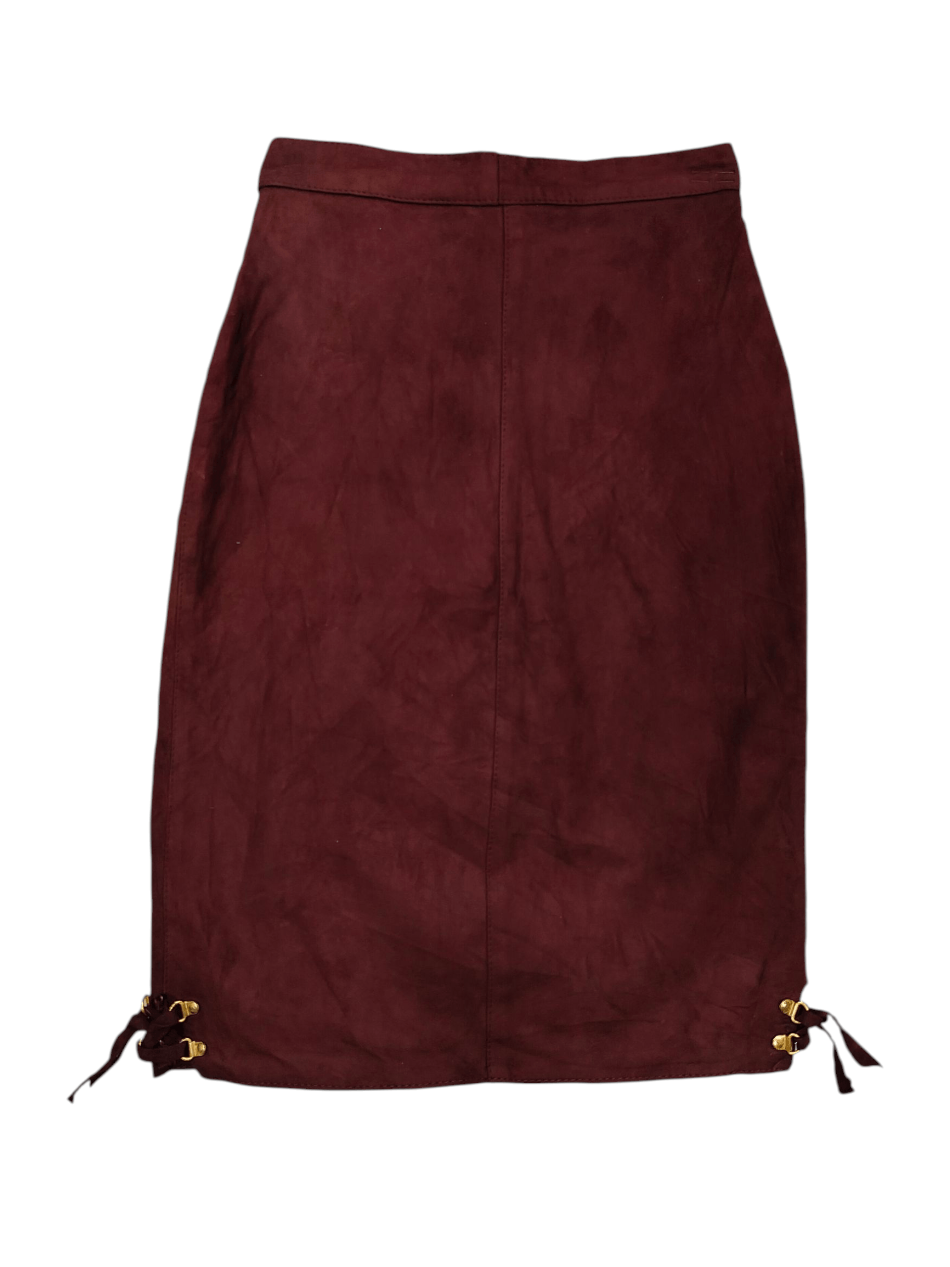 Vera Pelle 80s Zerbini -Vera Pelle Suede Maroon Knee Skirt Size 24" / US 00 / IT 34 - 1 Thumbnail