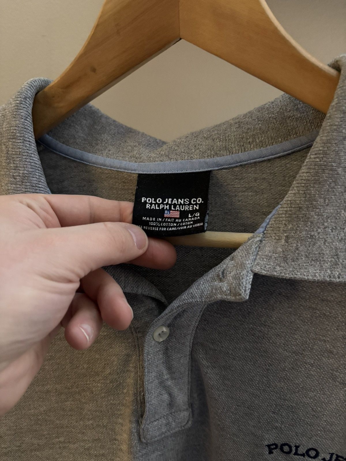 Polo Ralph Lauren Polo Jeans Company VTG 90s grey golf shirt L Made in Canada Size US L / EU 52-54 / 3 - 3 Thumbnail