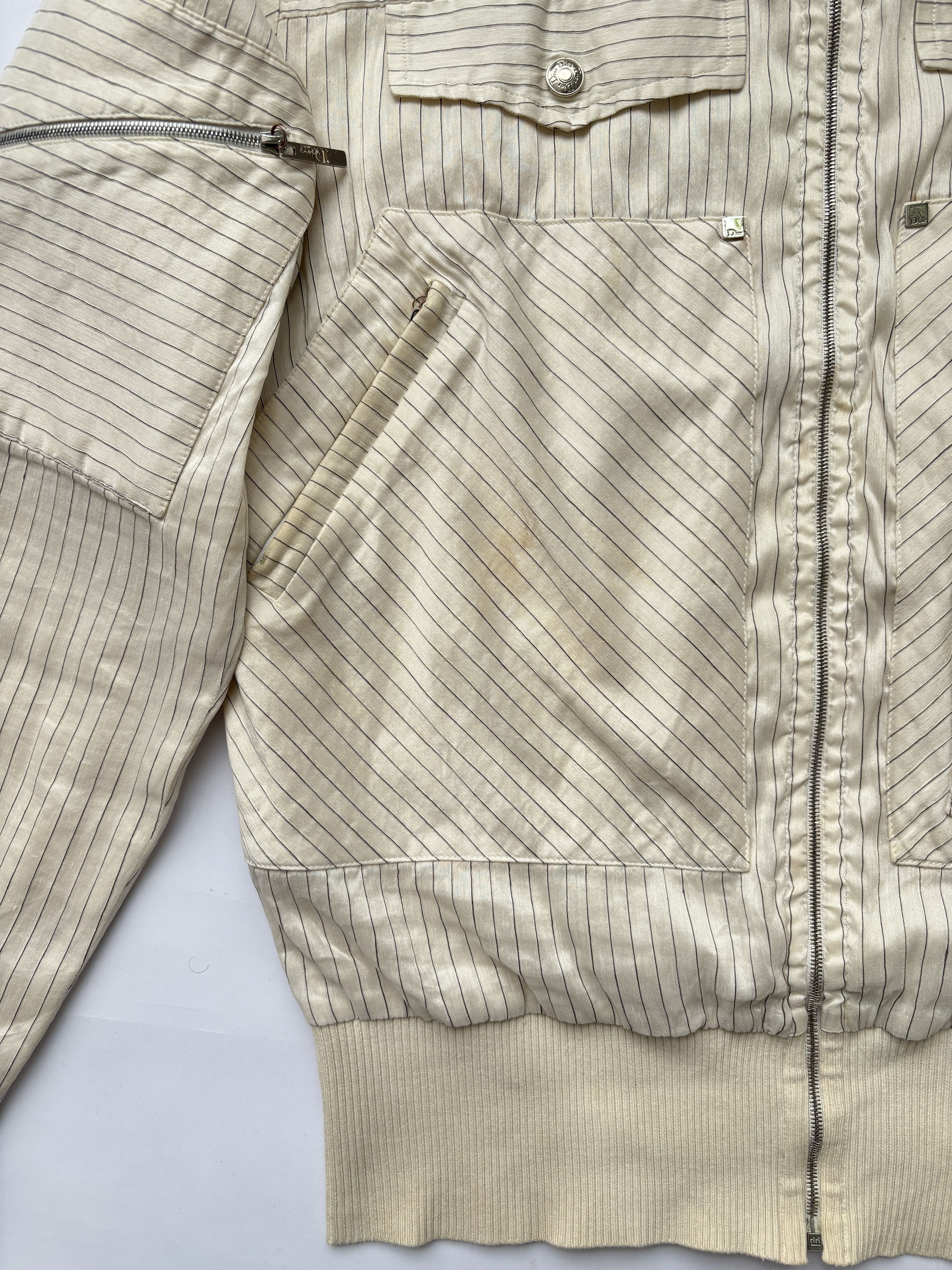 Dior ⚡️QUICK SALE⚡️Dior Cream and Black Pinstriped Bomber Size US S / EU 44-46 / 1 - 13 Thumbnail