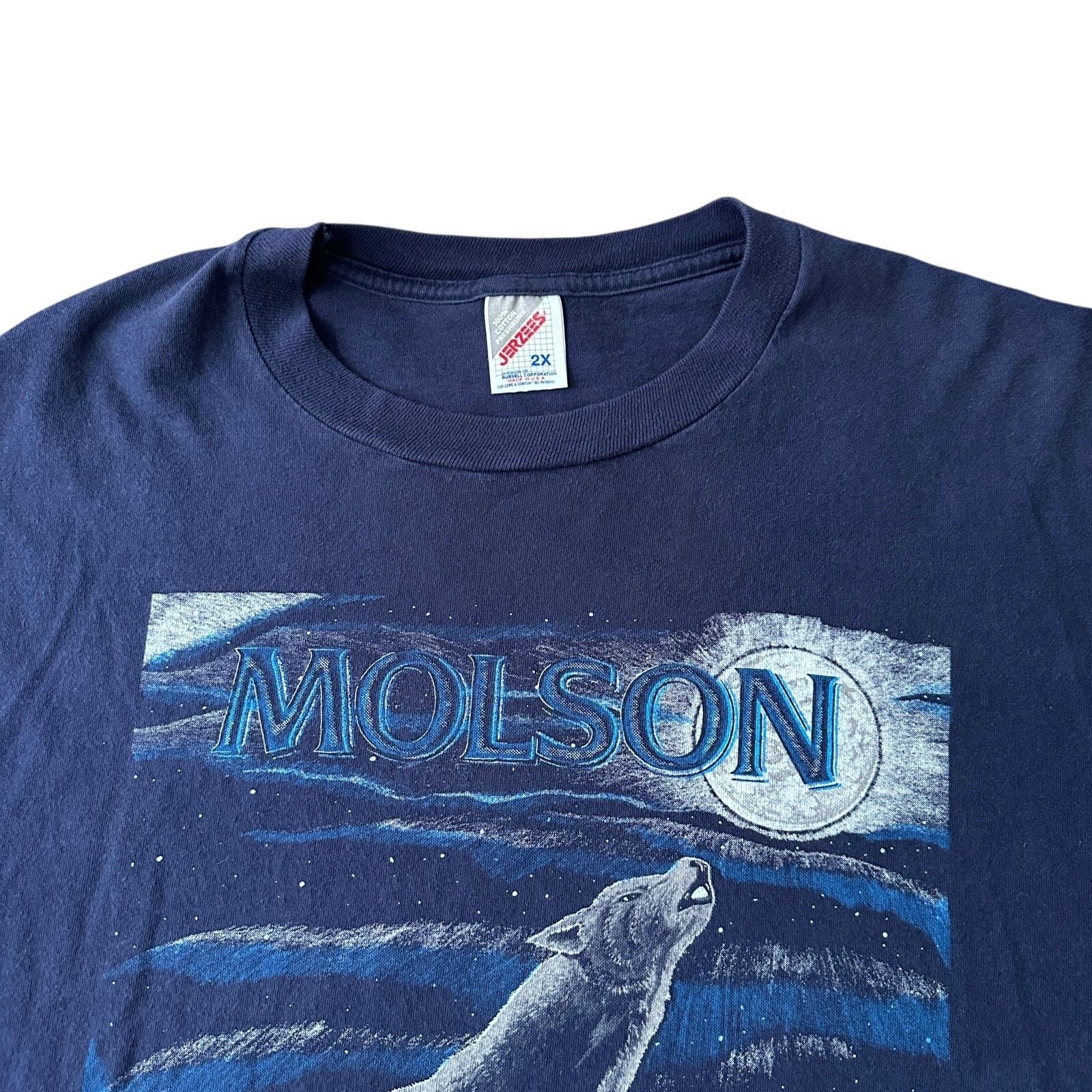 Jerzees Molson Answer The Call Wolf T-Shirt Men 2X Blue Short Sleeve Size US XXL / EU 58 / 5 - 10 Thumbnail