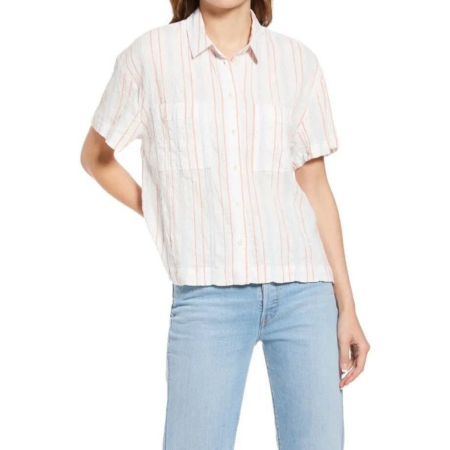 Madewell Madewell Beachside Seersucker Stripe Shirt Button Down XXS Size XXS / US 00 / IT 34 - 1 Thumbnail
