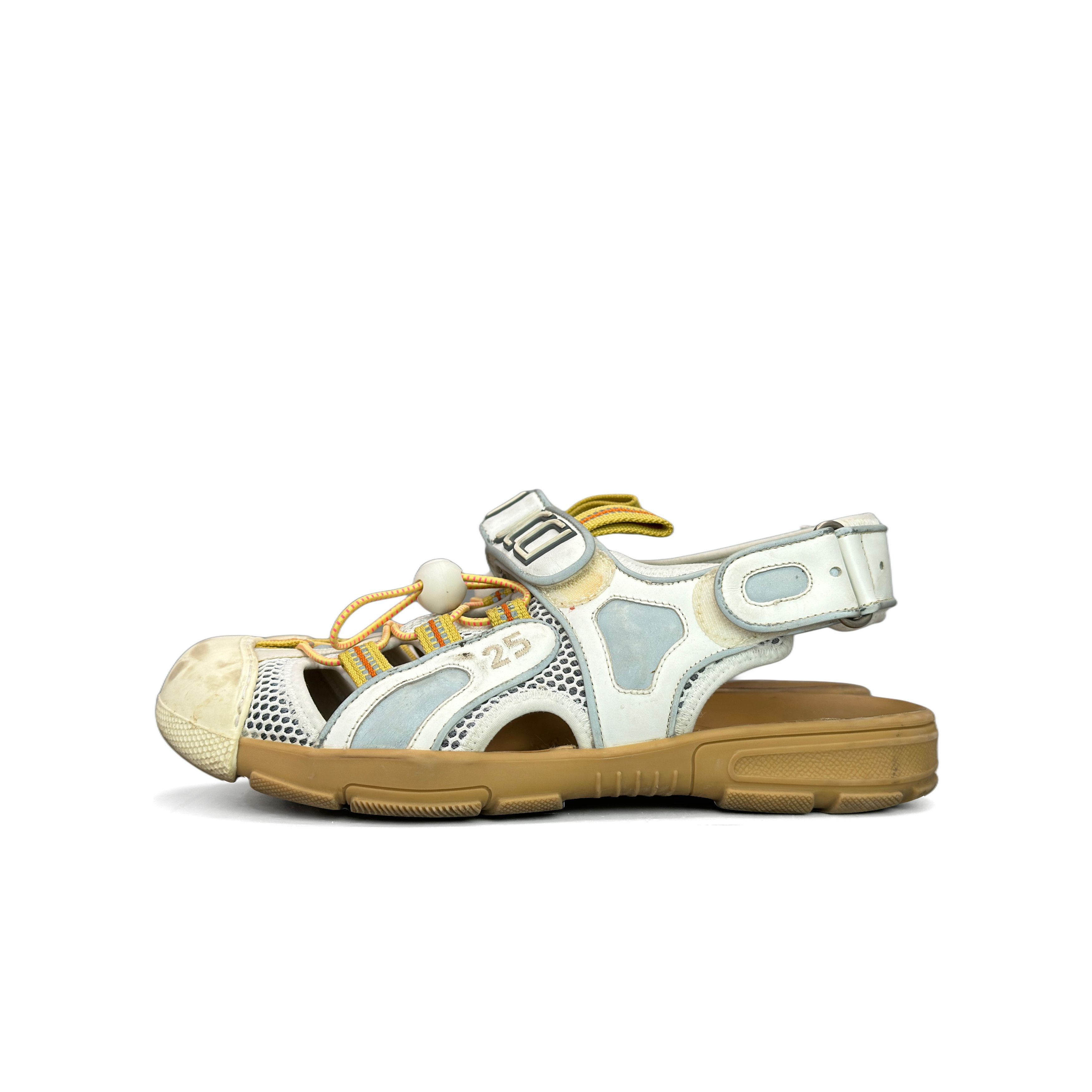 Gucci Gucci Leather Velcro Sandals Silver White-2506 Size US 7.5 / EU 40-41 - 2 Thumbnail