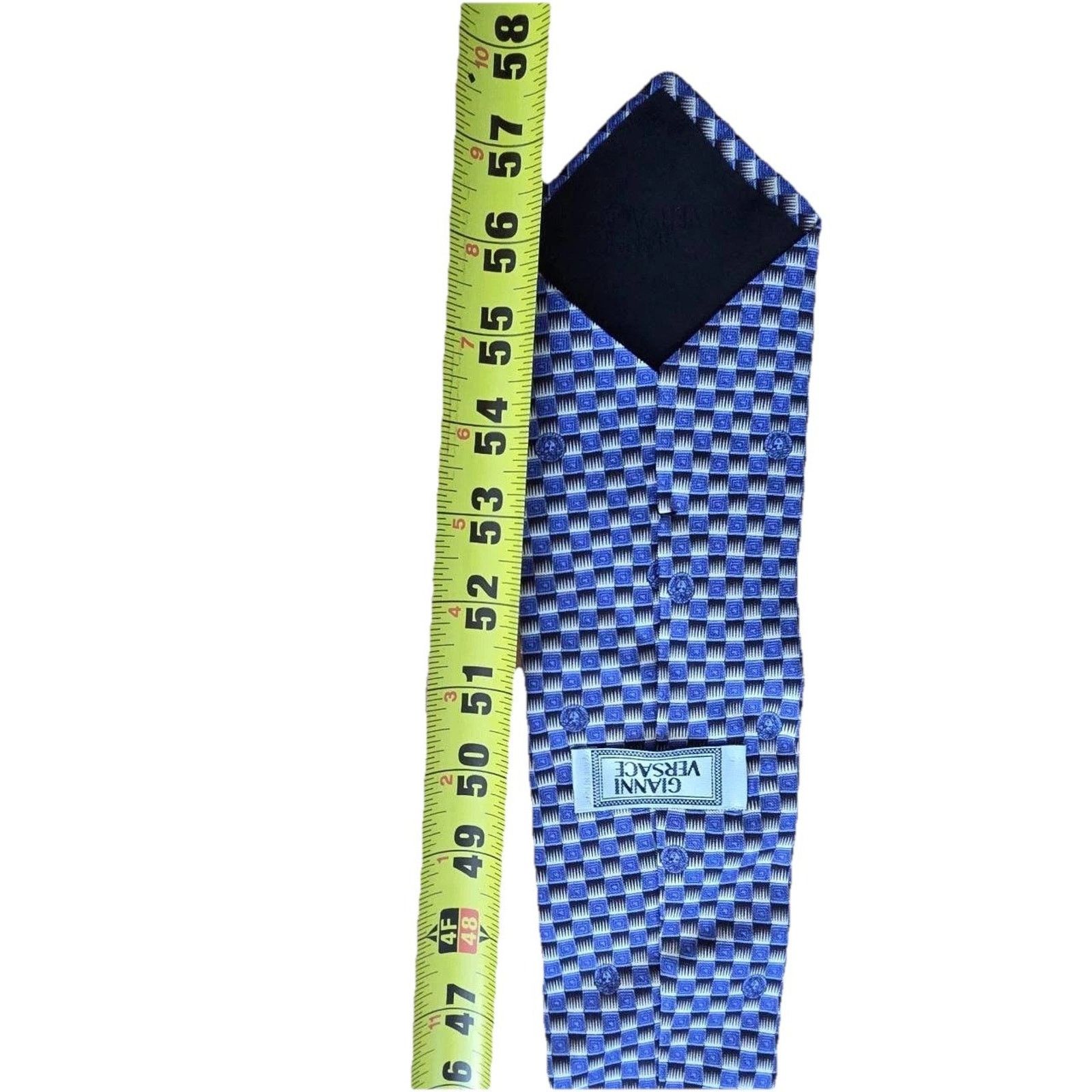 Versace Versace Tie All Logo pattern Men's 100% Silk Blue A001936 Size ONE SIZE - 7 Thumbnail