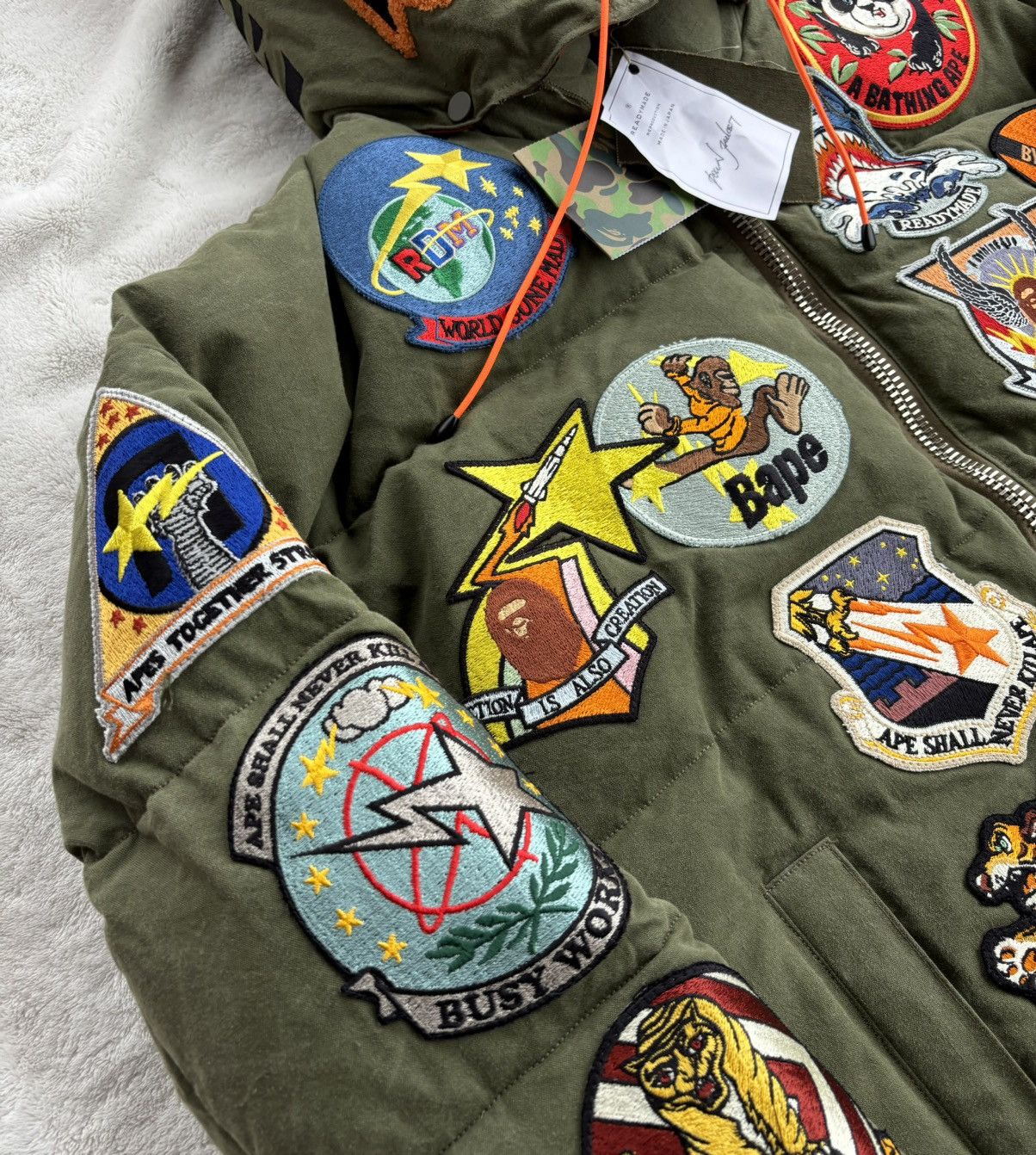 Bape Bape x ReadyMade Tiger/Shark Patch Down Parka Size US XL / EU 56 / 4 - 4 Thumbnail