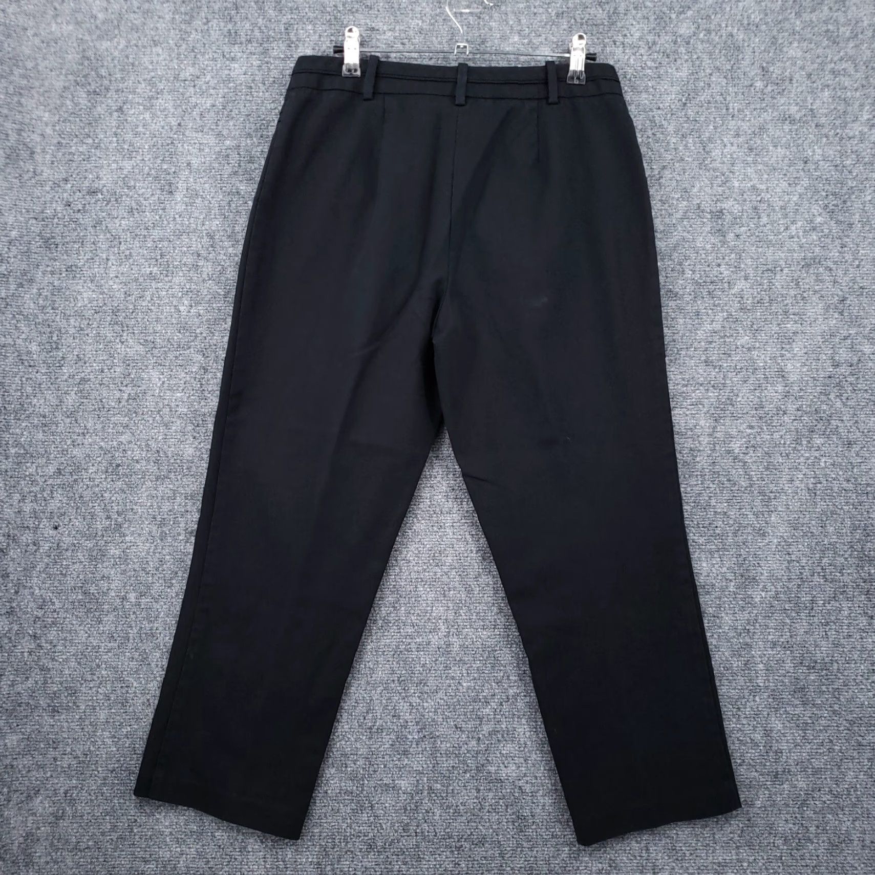 Calvin Klein Calvin Klein Pants Womens 6 Black Cropped Mid-Rise Straight Flat Front Casual Size 28" / US 6 / IT 42 - 2 Thumbnail