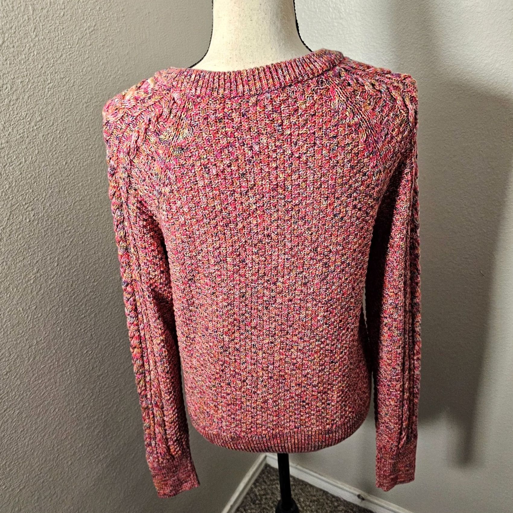 Gap Gap Pink Multicolor Cable Knit Cozy Long Sleeve Pullover Crew Neck Sweater M Womens Shirt Size M / US 6-8 / IT 42-44 - 3 Thumbnail