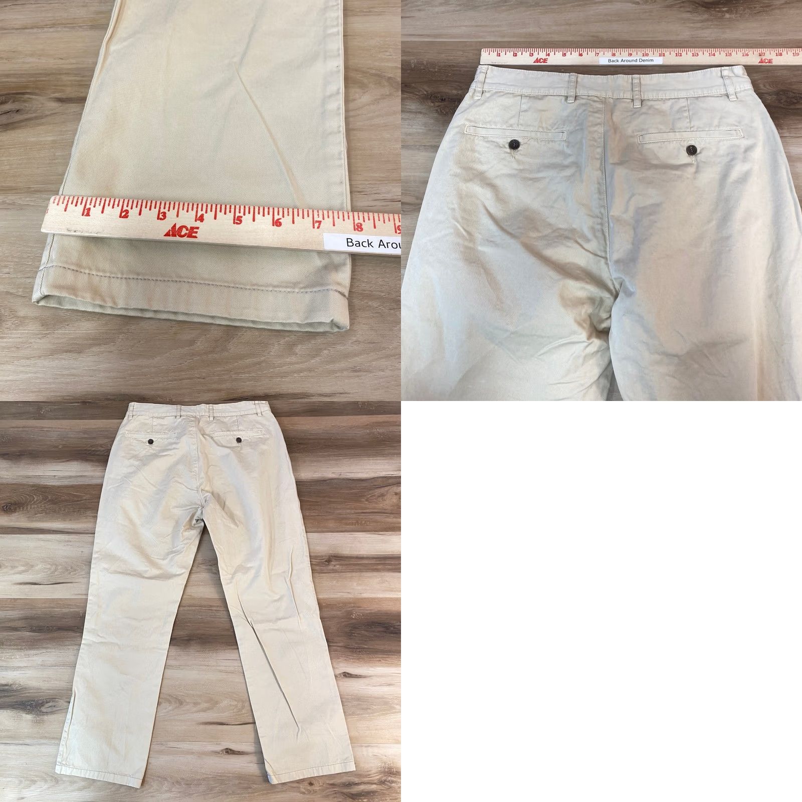 Unis UNIS Pants Mens 33 Khaki Cotton Button Fly Chinos Straight Made in Italy Size US 33 - 8 Thumbnail