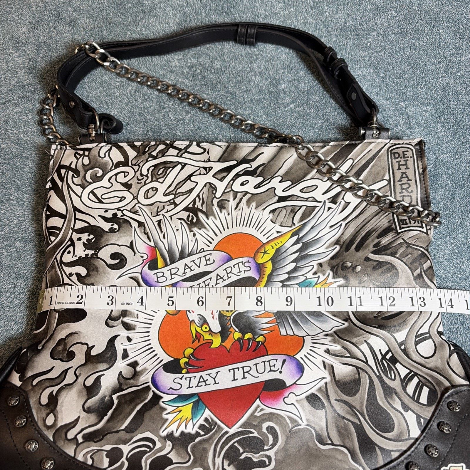 Ed Hardy ED HARDY TATTOO EAGLE LARGE FAUX LEATHER TOTE BAG 14”x15”x5” Size ONE SIZE - 9 Thumbnail