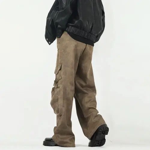 Japanese Brand Brown Leather Wide Leg Cargo Pant Size US 34 / EU 50 - 3 Thumbnail