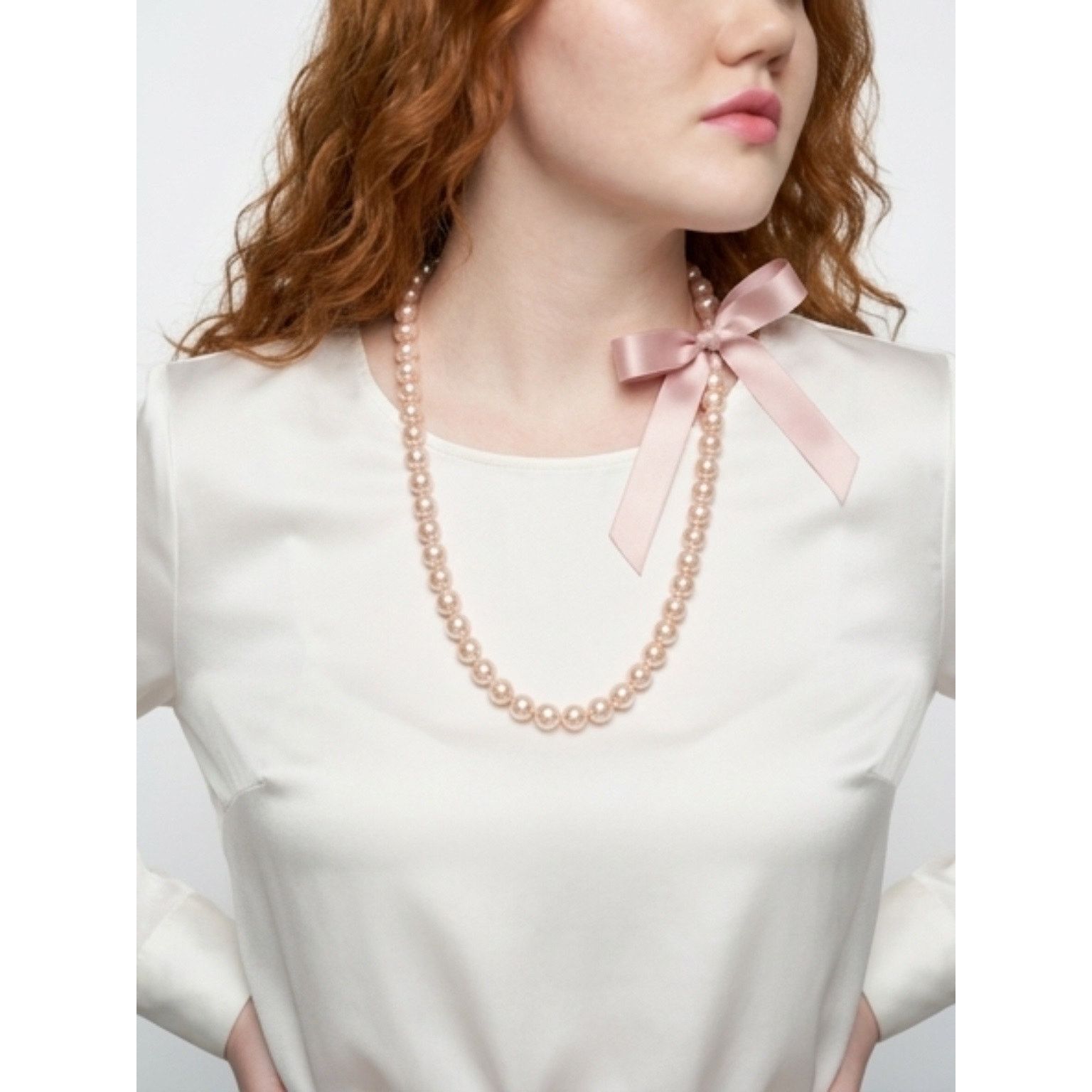 Liz Claiborne Liz Claiborne Rose Faux Pearl Necklace Satin Ribbon Tie NWT Size ONE SIZE - 1 Thumbnail