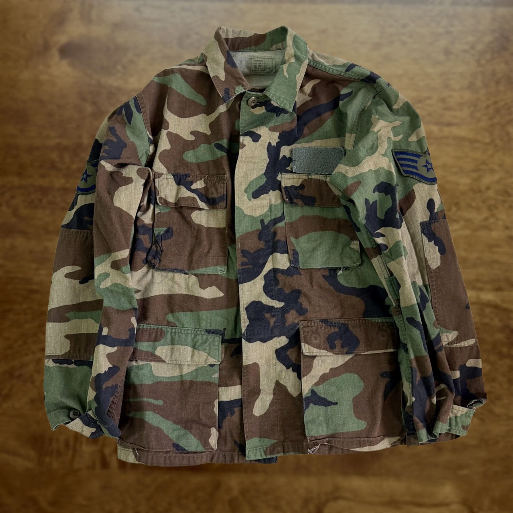 Vintage Camouflage Jacket Mens Medium Green Woodland Camo Military Field Button Pockets Size US M / EU 48-50 / 2 - 1 Thumbnail