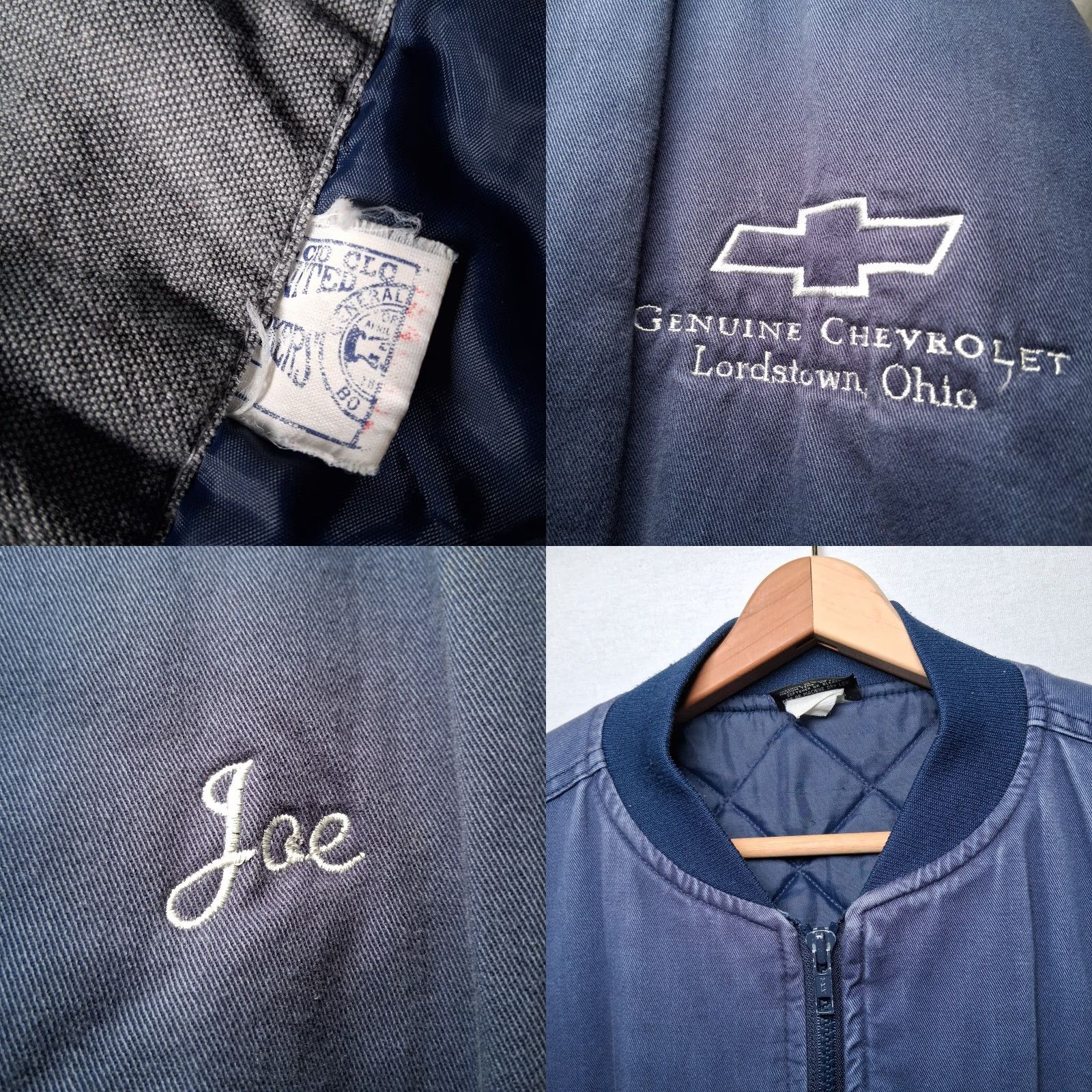 Vintage Genuine Chevrolet Bomber Jacket XL Men Blue Canvas Quilted USA Union Made JOE Embroidered Logo Vintage Workwear展 Size US XL / EU 56 / 4 - 8 Thumbnail