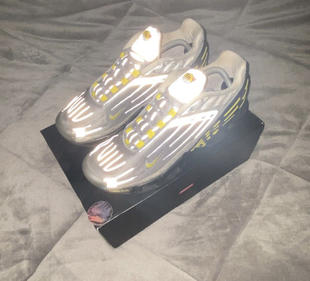 Nike Nike Tn Air Max Plus 3 2023 Silver Yellow Reflective Size US 11 / EU 44 - 3 Thumbnail