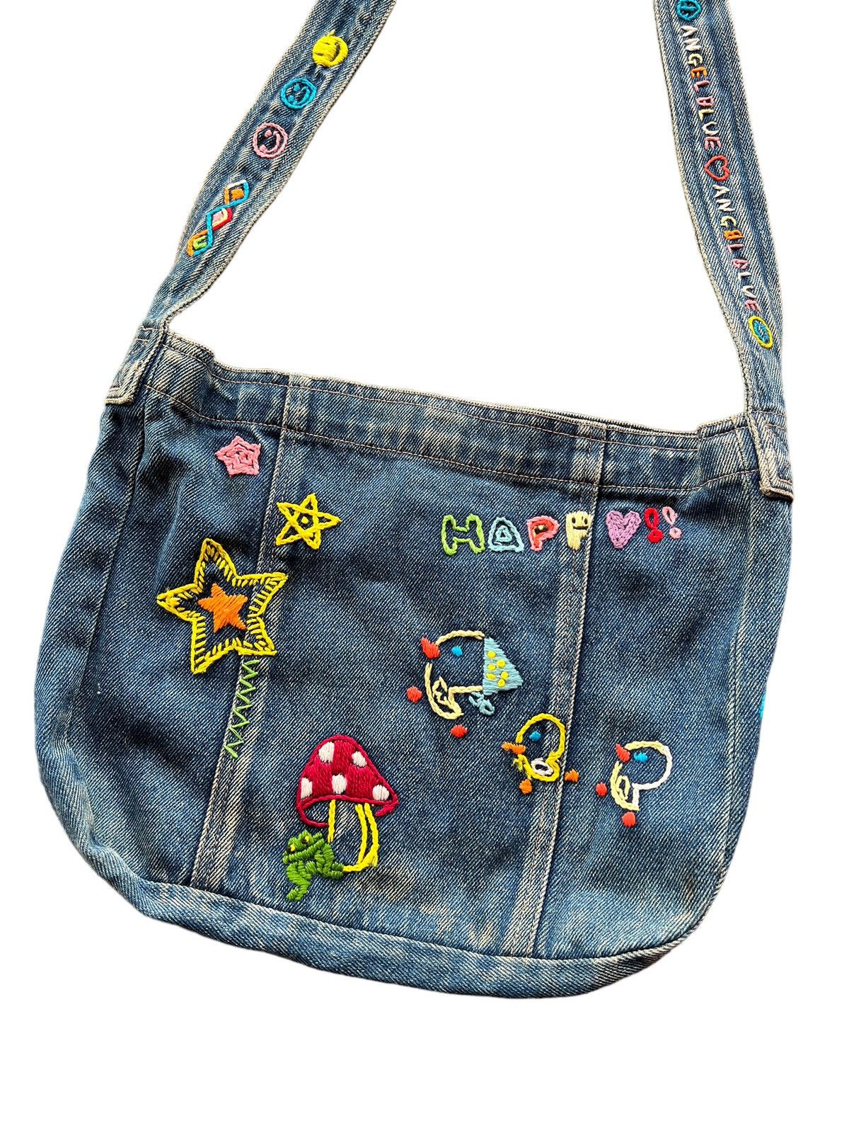 Angel Blue 1990 Angel Blue Embroidery Denim Sling Bag Size ONE SIZE - 10 Thumbnail