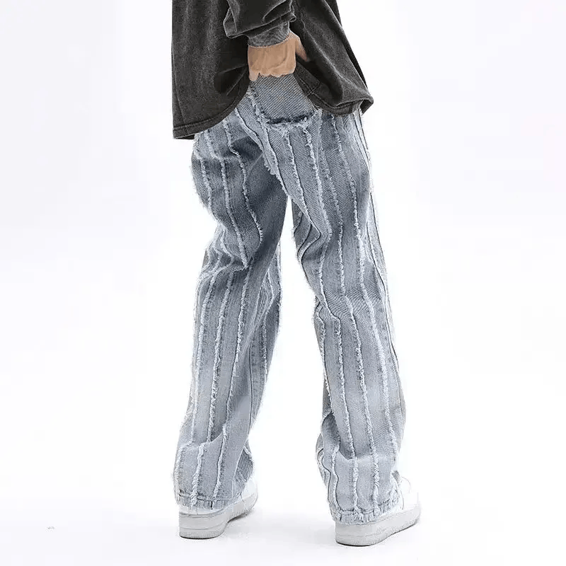 Jean Striped Baggy Flared Wide Leg Jeans y2k retro Size US 34 / EU 50 - 4 Thumbnail