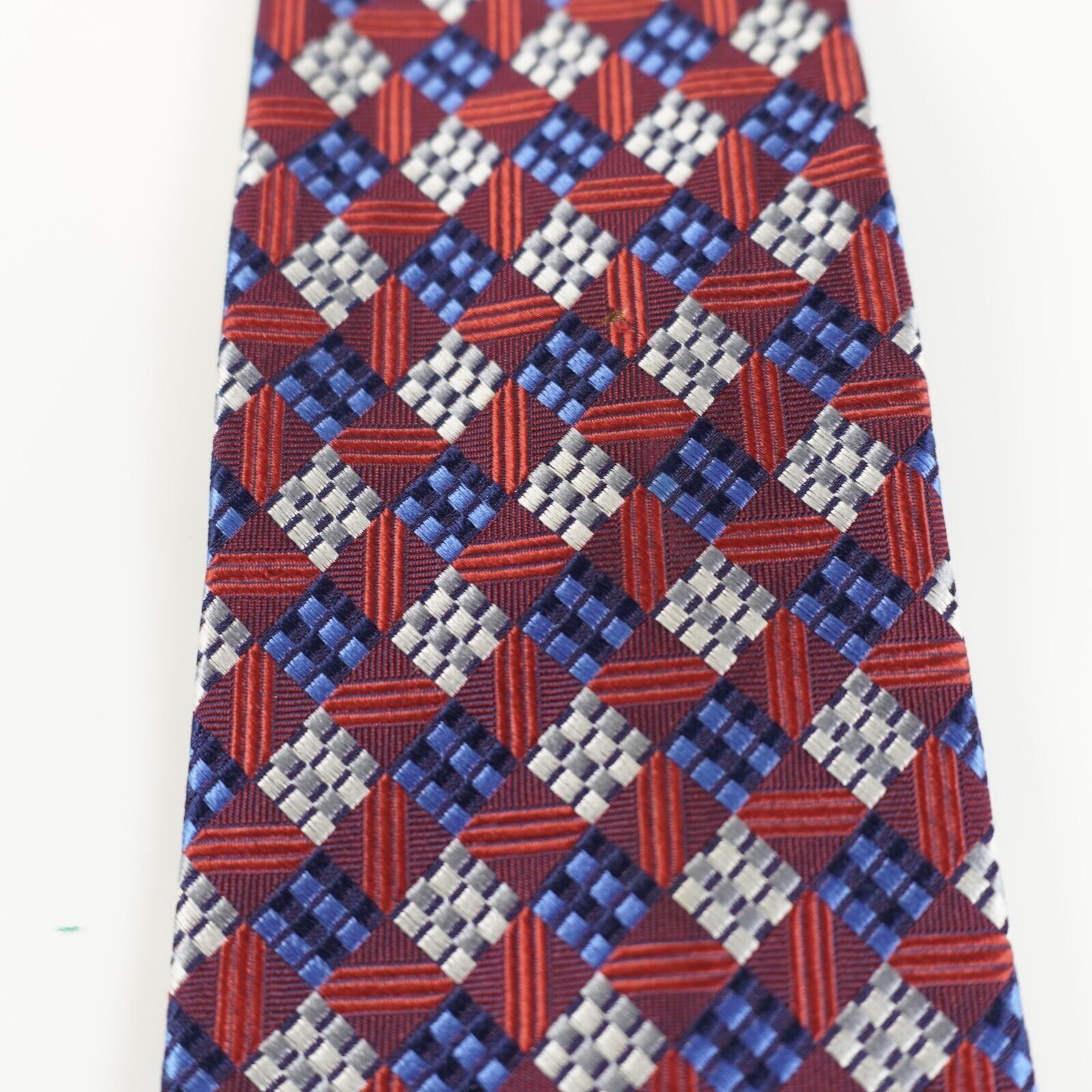 Piattelli Bruno Piattelli Red Blue Check Silk Woven Tie Size ONE SIZE - 2 Thumbnail