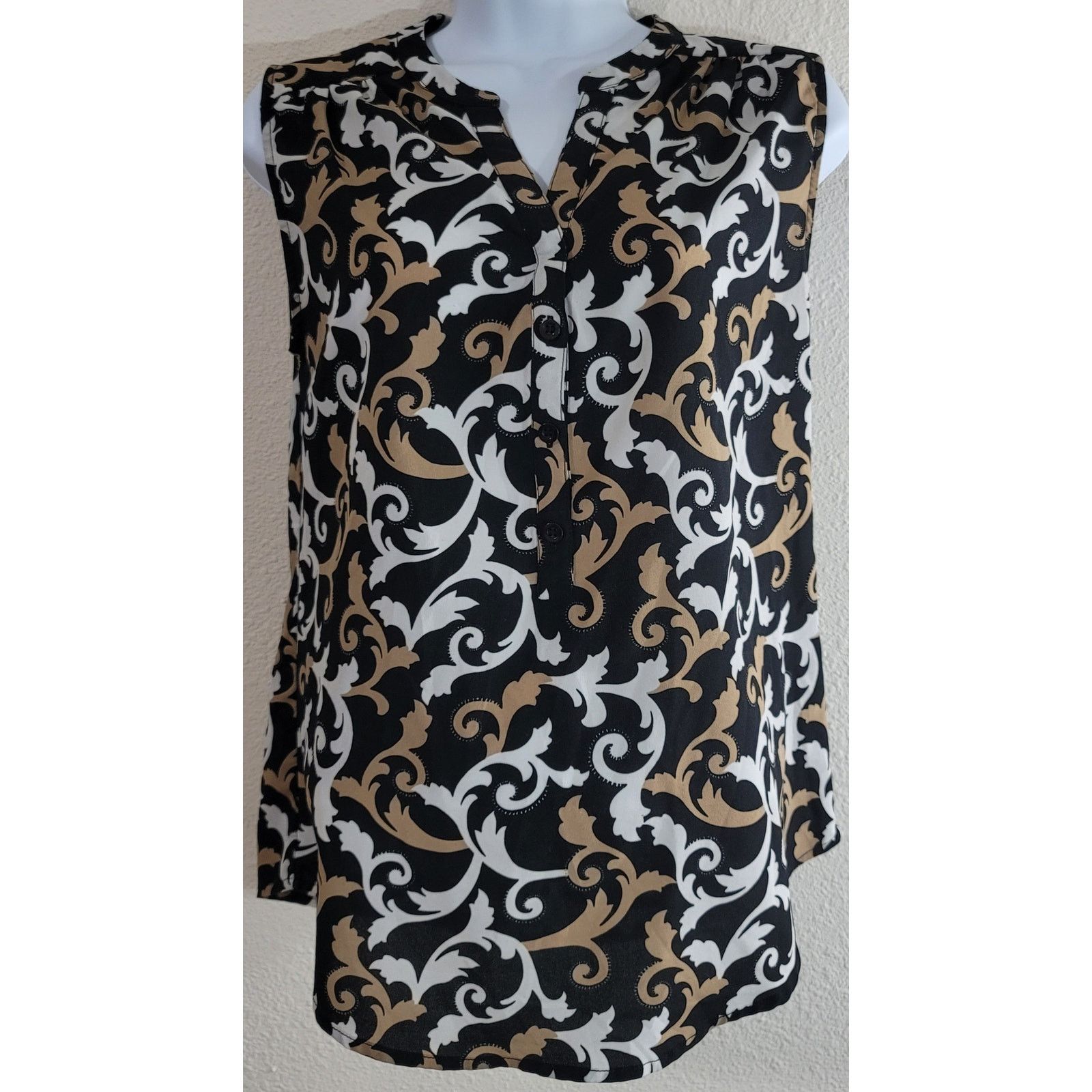 Other New York & Company Black Brown Floral Print Sleeveless Top M Size M / US 6-8 / IT 42-44 - 1 Thumbnail