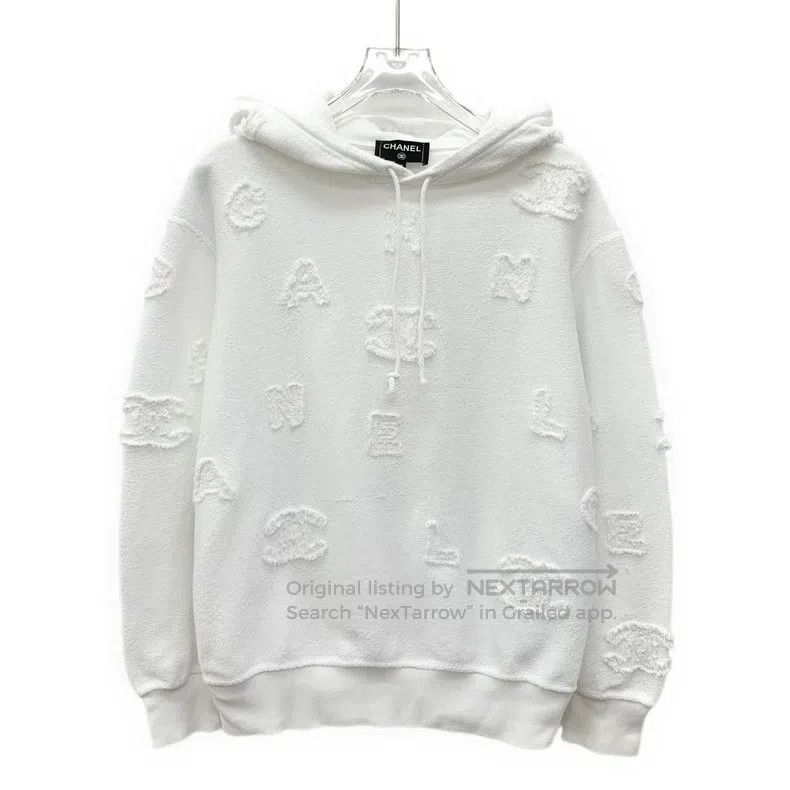 Chanel Chanel White logo embroidered cotton hooded drawstring lon Size XS / US 0-2 / IT 36-38 - 1 Thumbnail