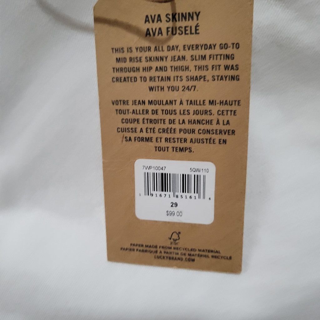 Lucky Brand Lucky Brand Ava Skinny Women's Jeans 8/29 Beige NWT $99 Size 29" - 11 Thumbnail