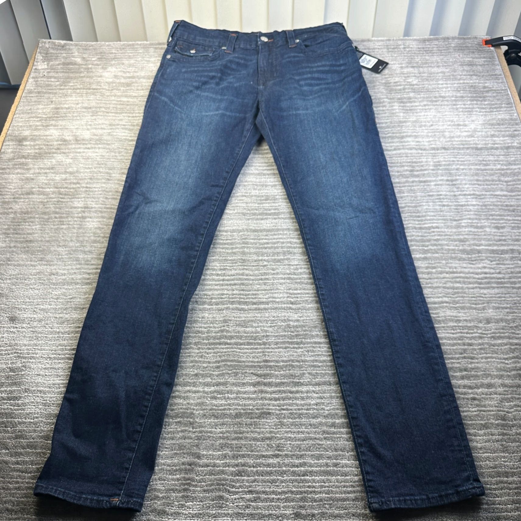 True Religion NEW True Religion Rocco Jeans Mens 36x35 Blue Denim Pants Flap Relaxed Skinny Size US 36 / EU 52 - 2 Thumbnail