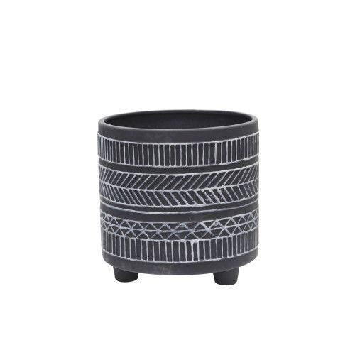 Designer × Homemade S/2 TRIBAL LOOK FOOTED PLANTER 6/8", BLACK Size US L / EU 52-54 / 3 - 3 Thumbnail