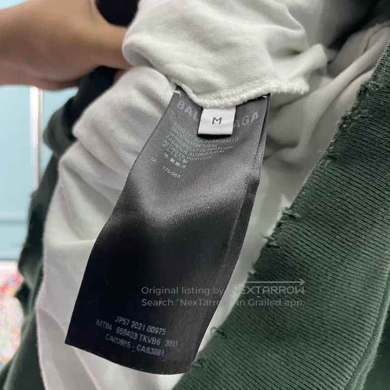 Balenciaga Balenciaga Olive green large destroyed logo hoodie Size US M / EU 48-50 / 2 - 4 Thumbnail