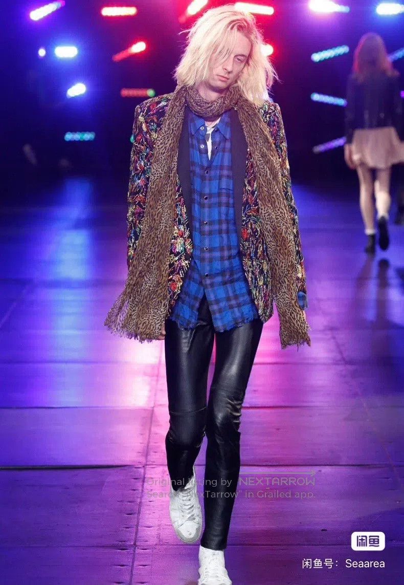 Saint Laurent Paris Saint Laurent Paris Klein Blue Fringe Pleated Shirt Size US L / EU 52-54 / 3 - 6 Thumbnail