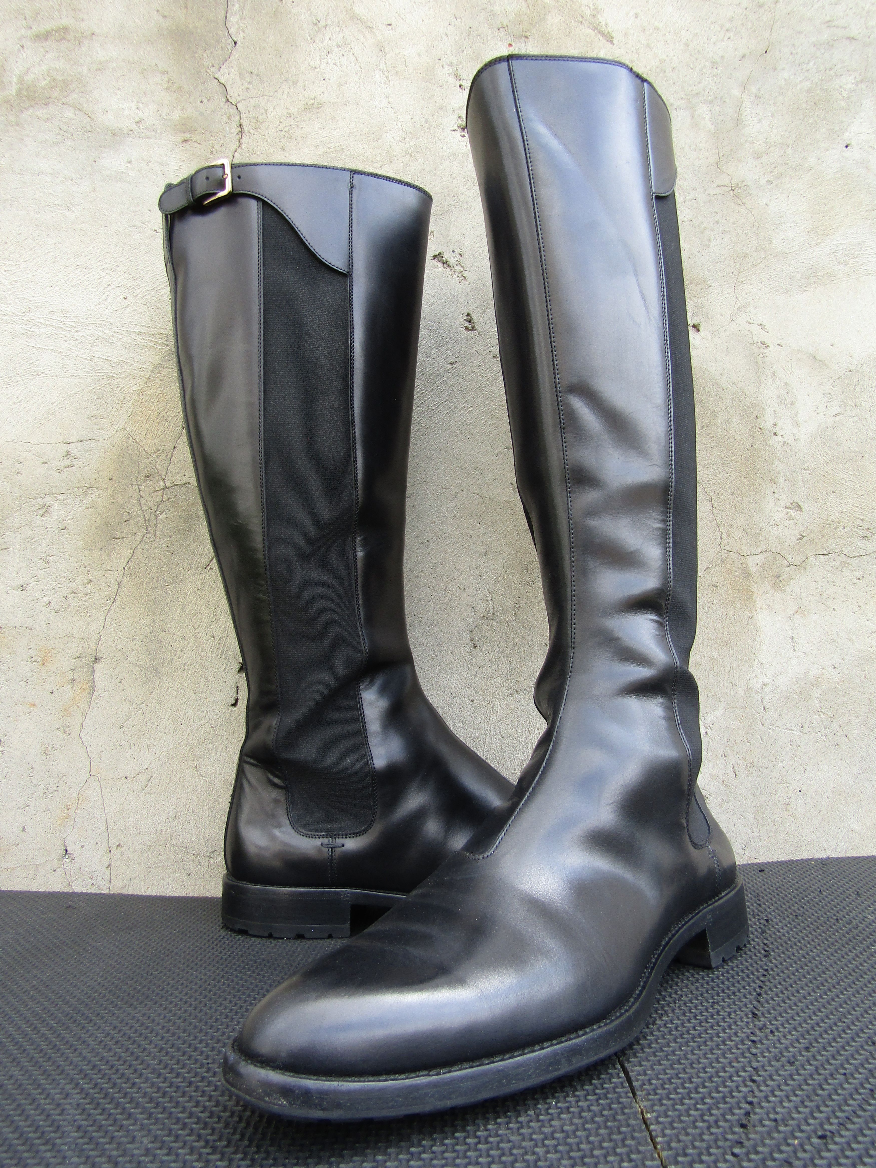 Sergio Rossi Leather Elastic High Heel Shoes Boots Italy in Black, Women's (Size 11)