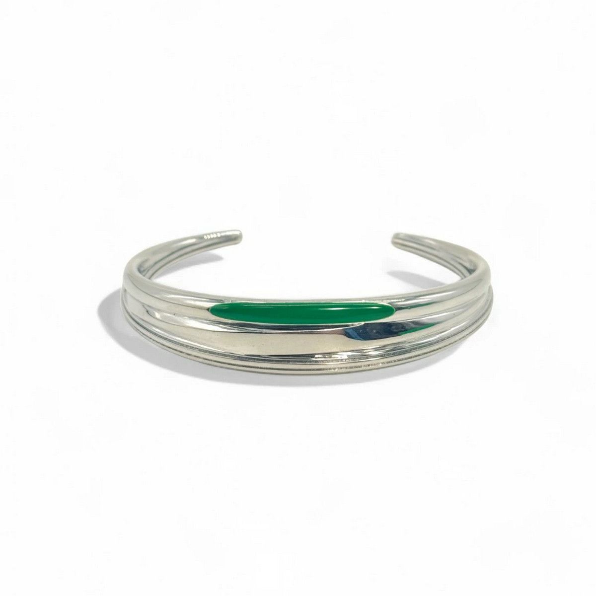 BOTTEGA VENETA Trio silver & green cuff bracelet Large q