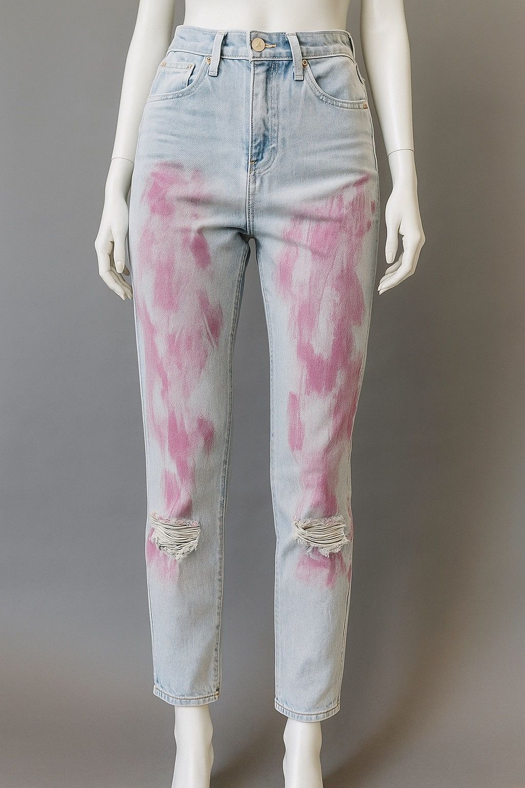 Vintage Fig & Viper Pink Paint Brush Distressed Jeans Size 26" / US 2 / IT 38 - 1 Thumbnail