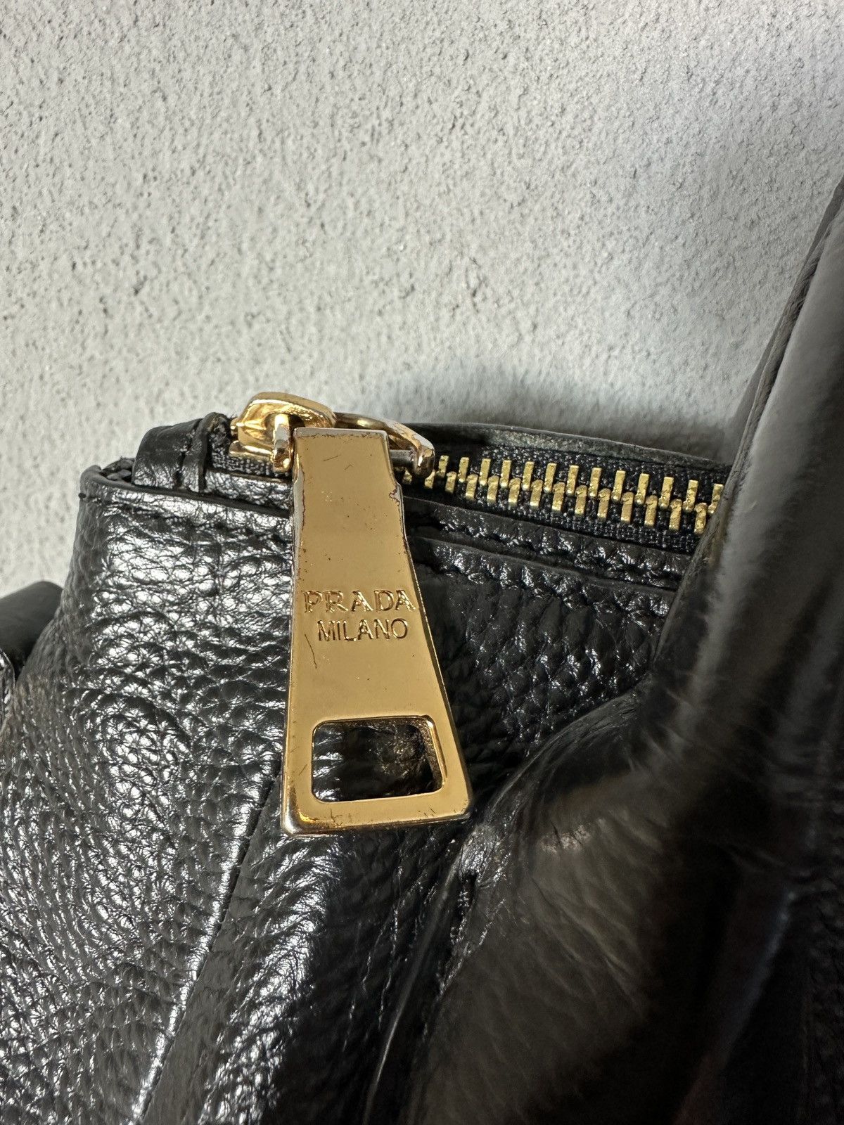 Designer × Prada Prada Black Vitello Daino Leather Sacca 2 Manici Hobo Bag Size ONE SIZE - 7 Thumbnail