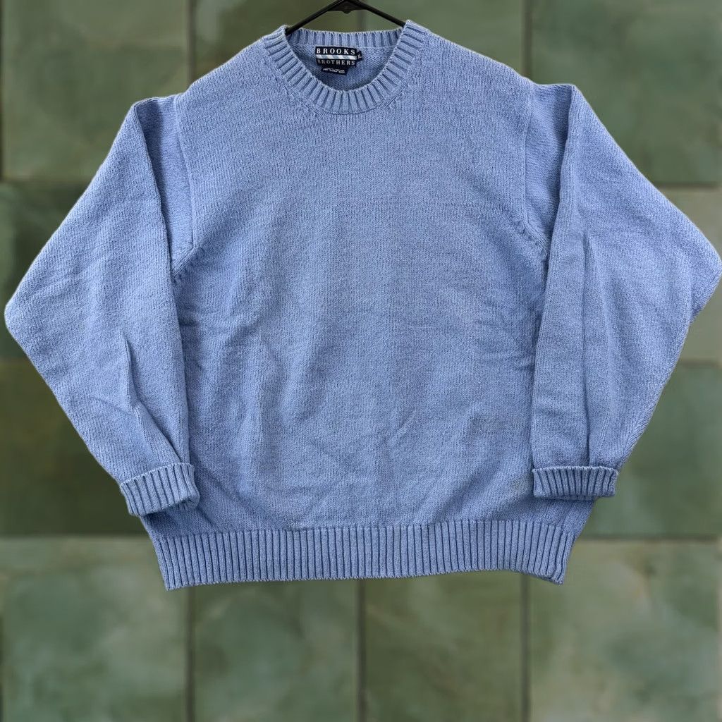 Brooks Brothers VINTAGE Brooks Brothers Sweater Mens XL Blue Crewneck Pullover Knit Size US XL / EU 56 / 4 - 1 Thumbnail