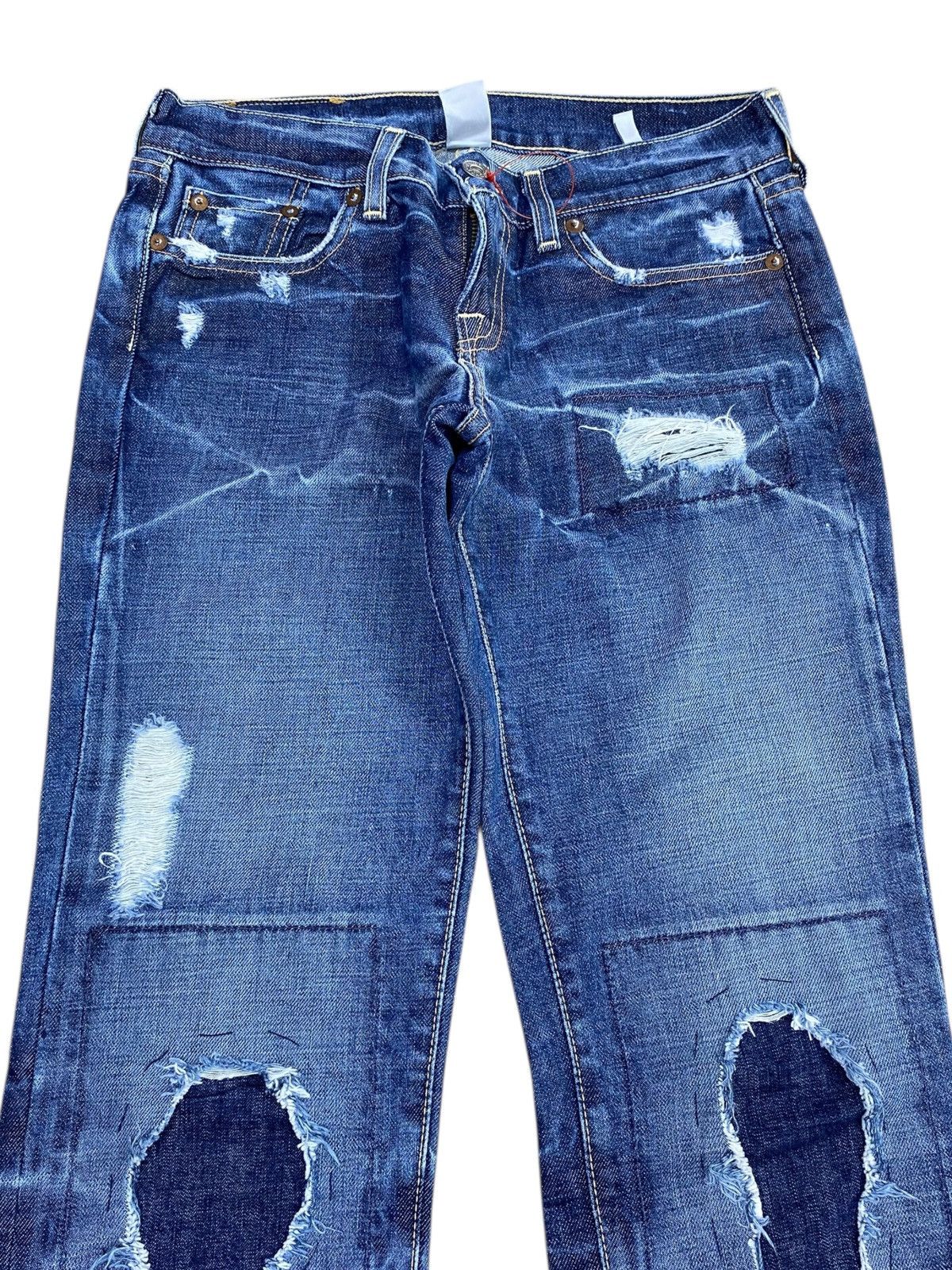 Lucky Brand Lucky Brand Ripped Patchwork Style Bootcut Jeans Size US 26 / EU 42 - 2 Thumbnail