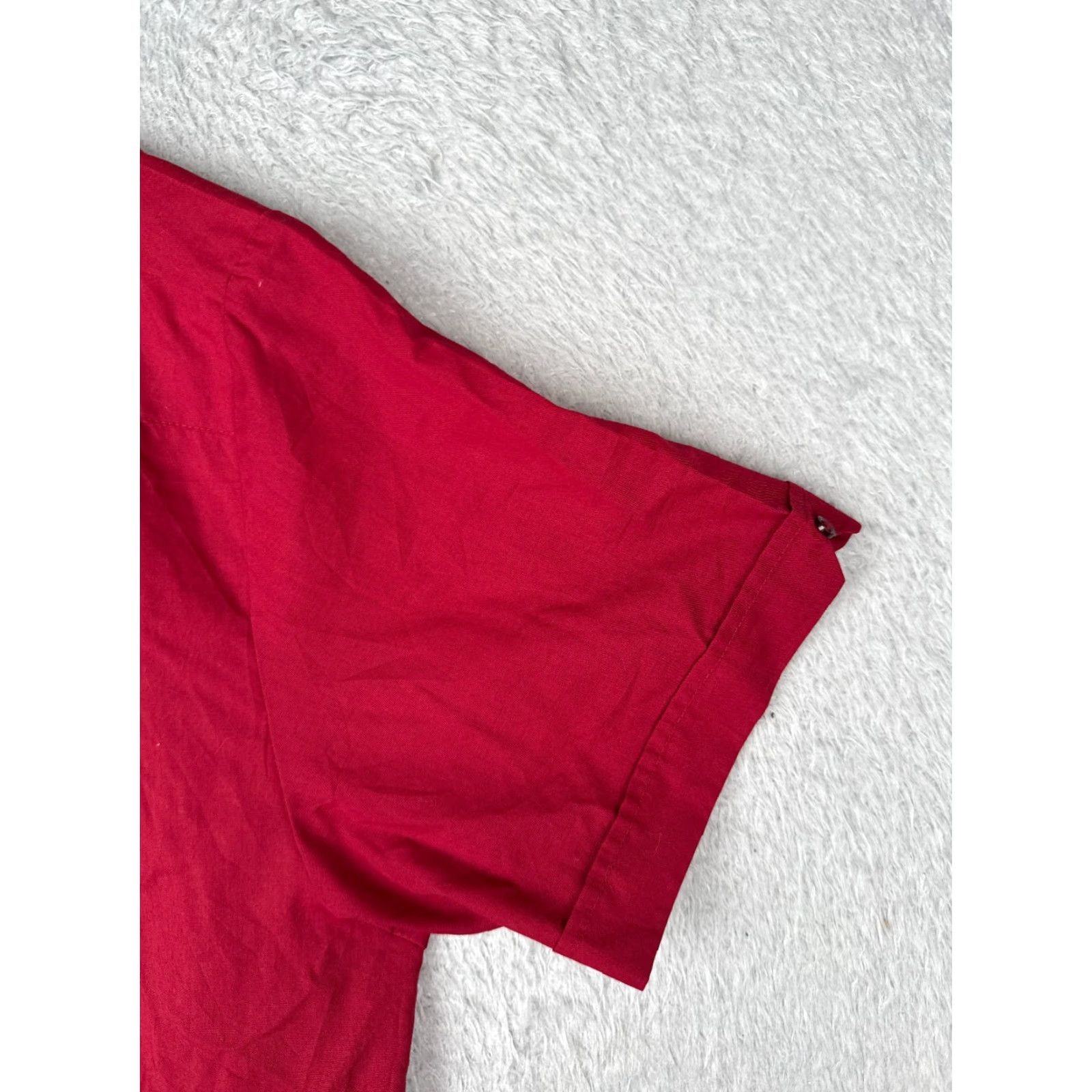 CO Havanera Guayabera Shirt Men Large Red Button Up 4 Pocket Poly Blend READ Size US L / EU 52-54 / 3 - 2 Thumbnail
