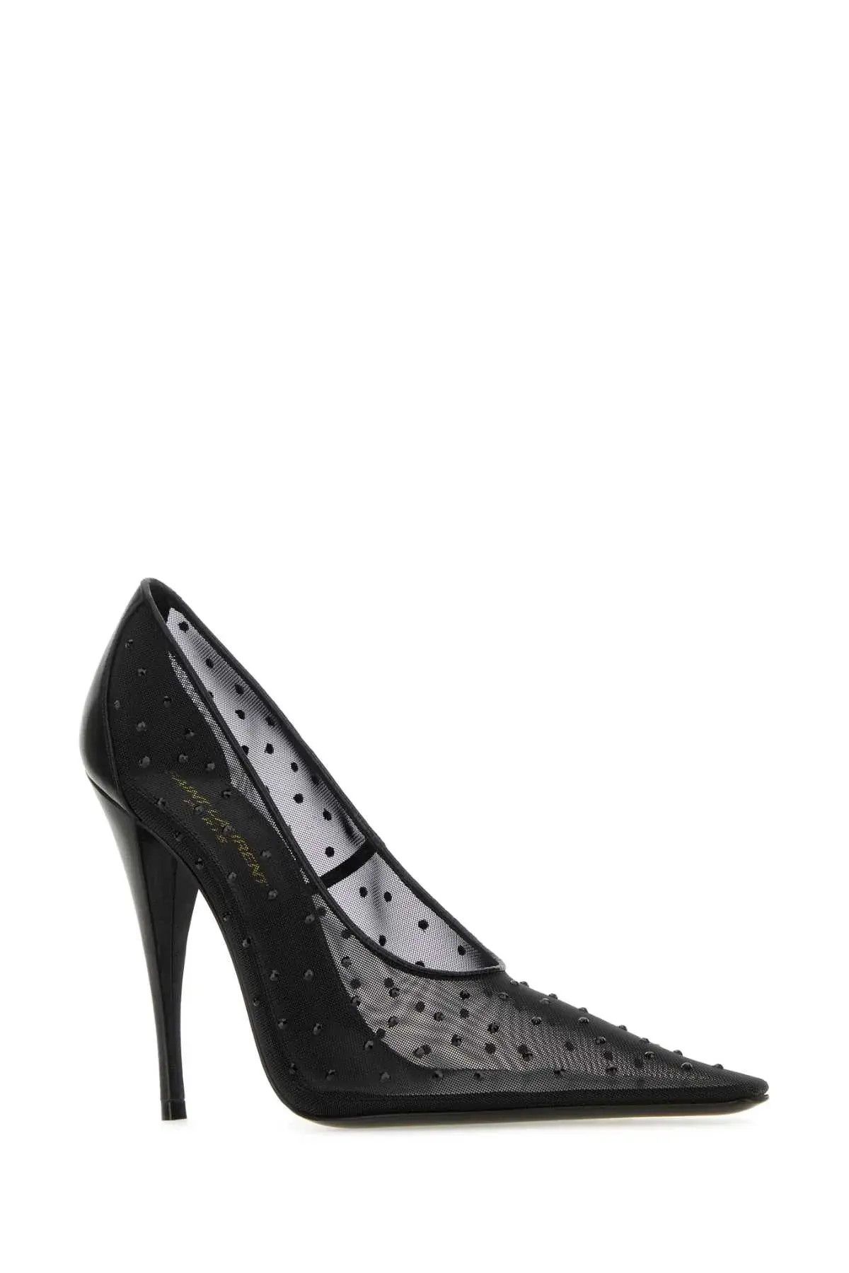 Saint Laurent Paris o1s1wg110225 763431 Champagne Pumps Rhinestone Mesh in Black Size US 9.5 / IT 39.5 - 2 Thumbnail